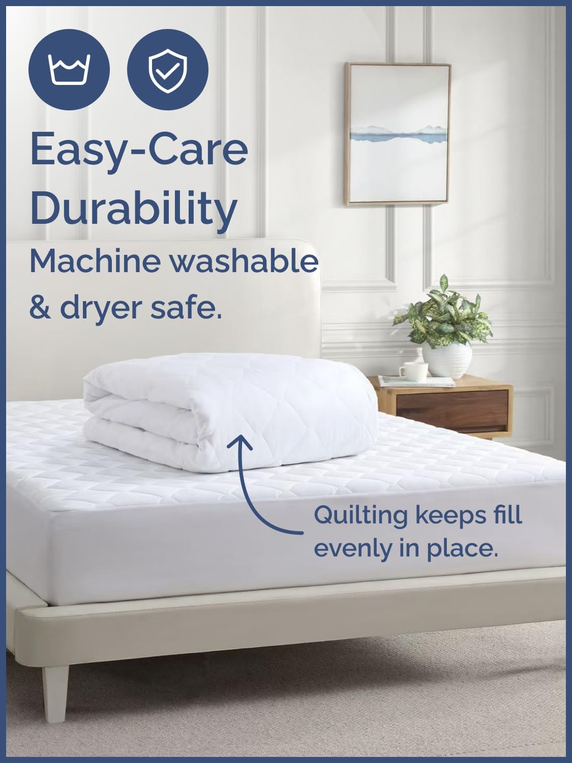 Quilted Fitted Mattress Pad Protector by [Brand Name] | Soft, Breathable Queen Size Cover with Deep Pockets