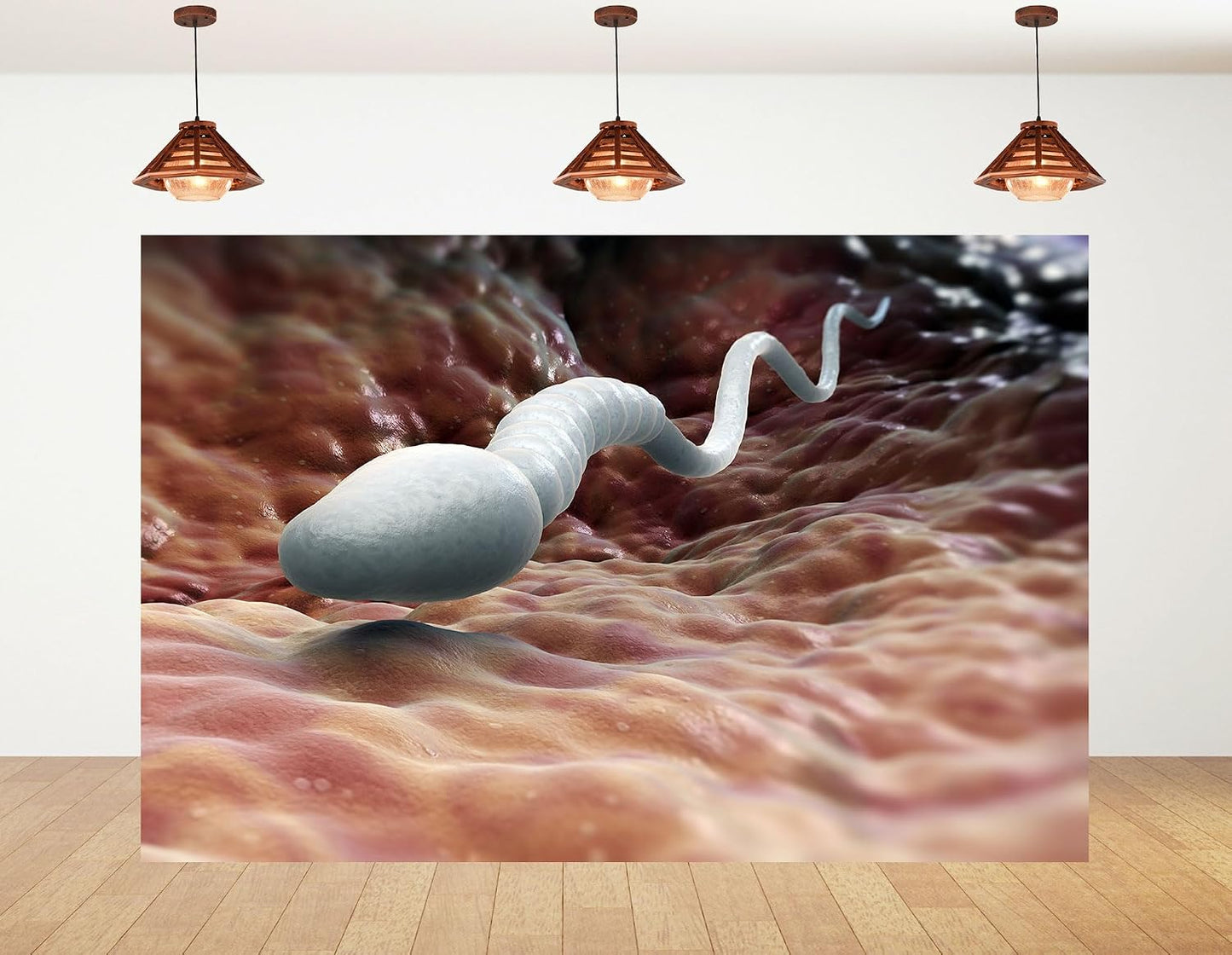 KeyWork 9x6ft Sperm Cell Backdrop Microscopic Reproductive Tissue View Photography Background for Medical Conference