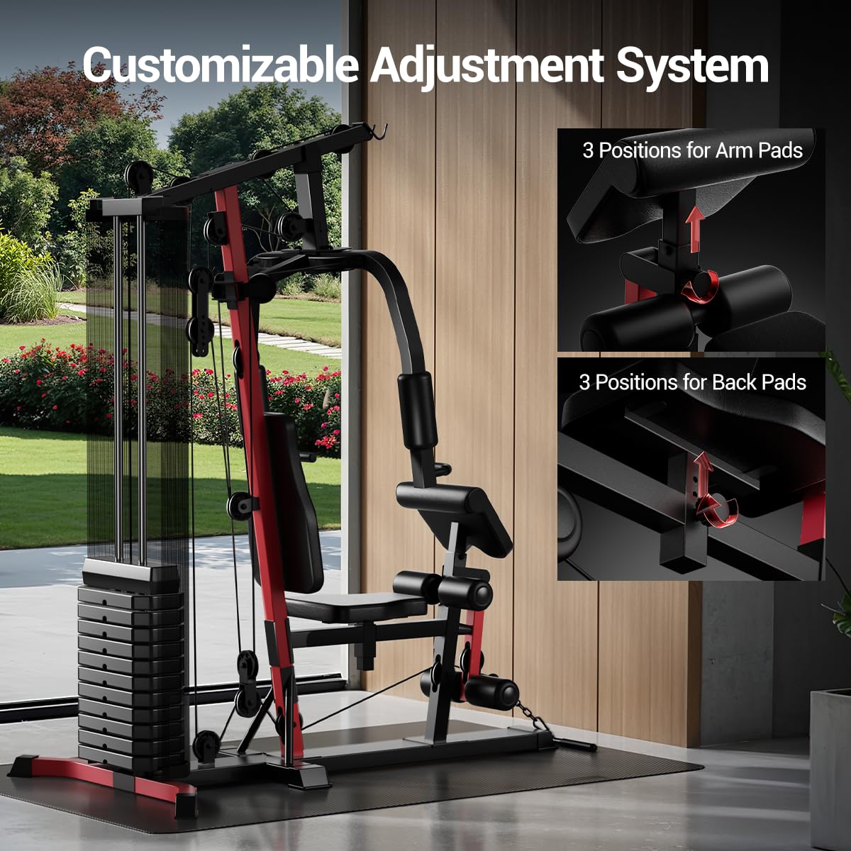 Home Gym System with 160LB Weight Stack, Multifunctional All-in-One Workout Station, Full Body Strength Training System