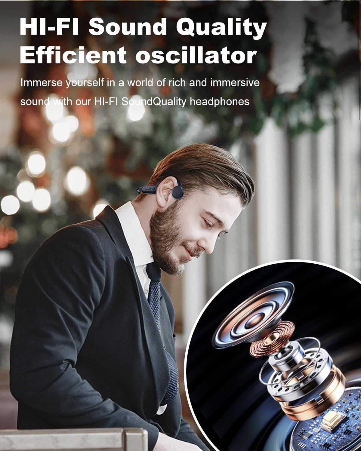 MP3 32GB Headset, IP68 5.3 Swimming, FEICO Bone Conduction Headphones with Built-in Sports Waterproof, Bluetooth
