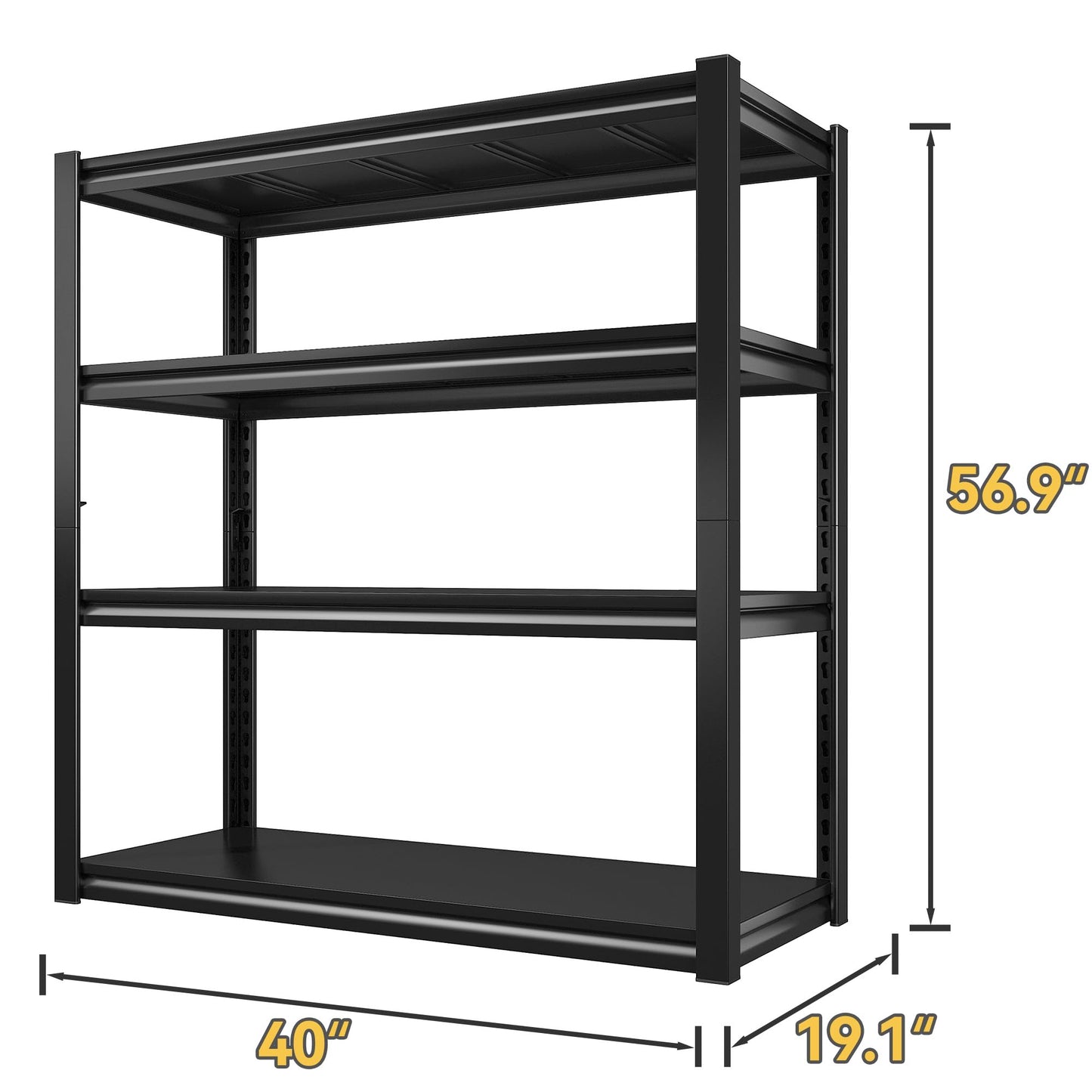 Raybee 40" W Garage Shelving, Storage Shelves 56.9" H, Metal Shelving Heavy Duty Load 1600LBS, Adjustable Metal Shelves for Storage Pantry Kitchen 40" W x 19.1" D x 56.9" H