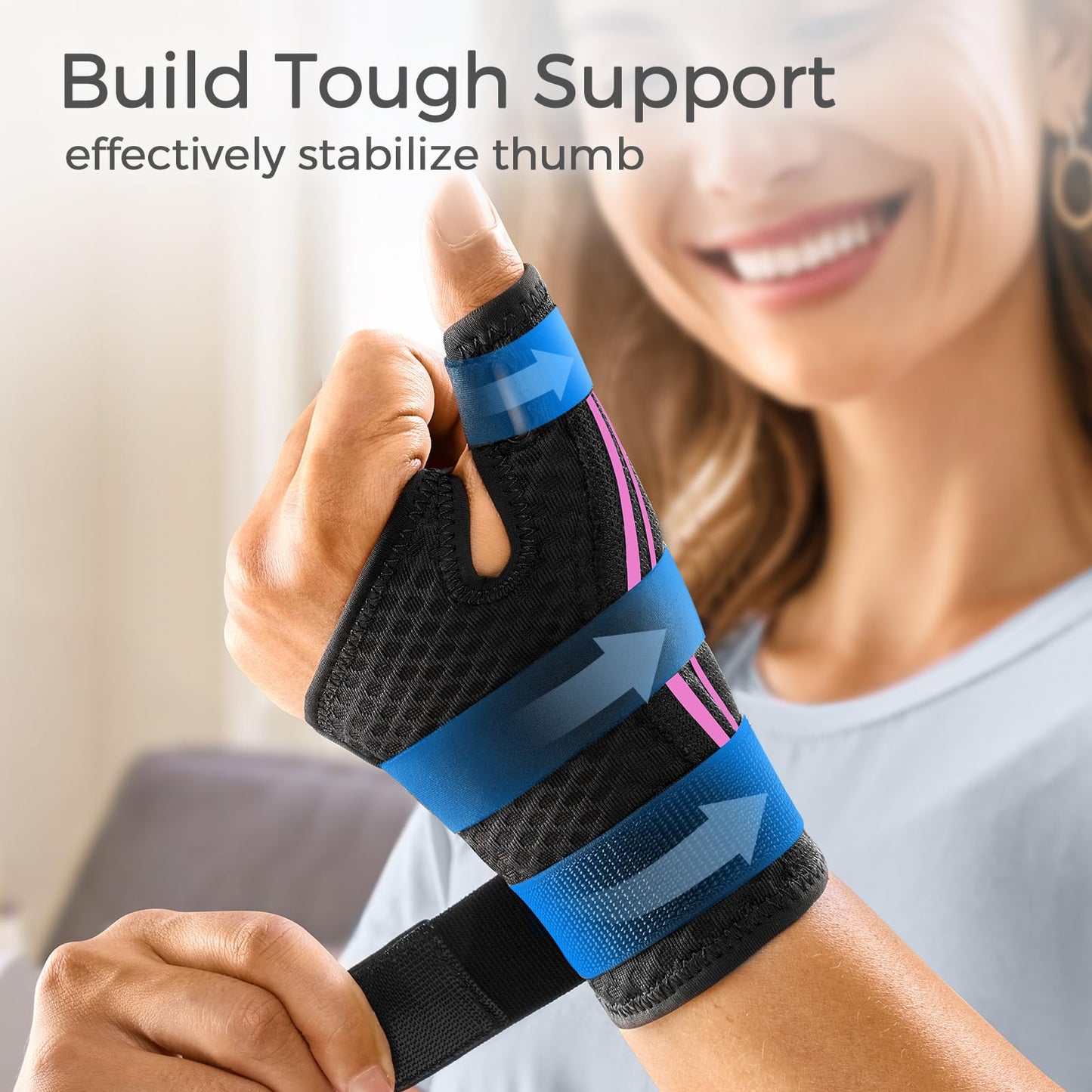 FREETOO Ergonomical Thumb Brace Right Hand or Left Hand for Arthritis Pain and Support, Thumb Splint for Trigger Thumb, Thumb Support for De Quervains Tenosynovitis, Fits Palm 7.5''-8.5'' S/M Pink