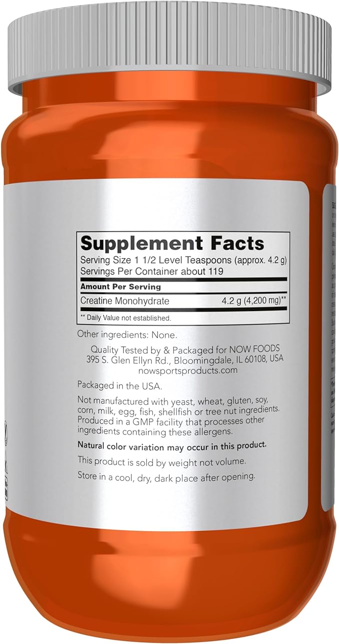 NOW Foods Sports Nutrition, Micronized Creatine Powder 500 g, Mass Building*/Energy Production*, 1.1-Pound