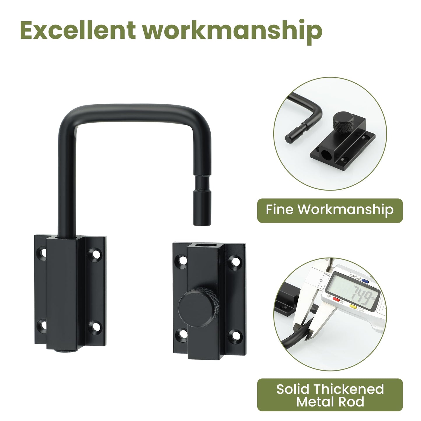 Alise 4 Inch U-Bolt Door Loop Lock, 90/180 Degree Heavy Duty Security Door Latch, Black Anti-Theft Privacy Bolt Lock, Door Hardware for Bedroom,Apartment, Interior Door, Barn Door, Fence Gate