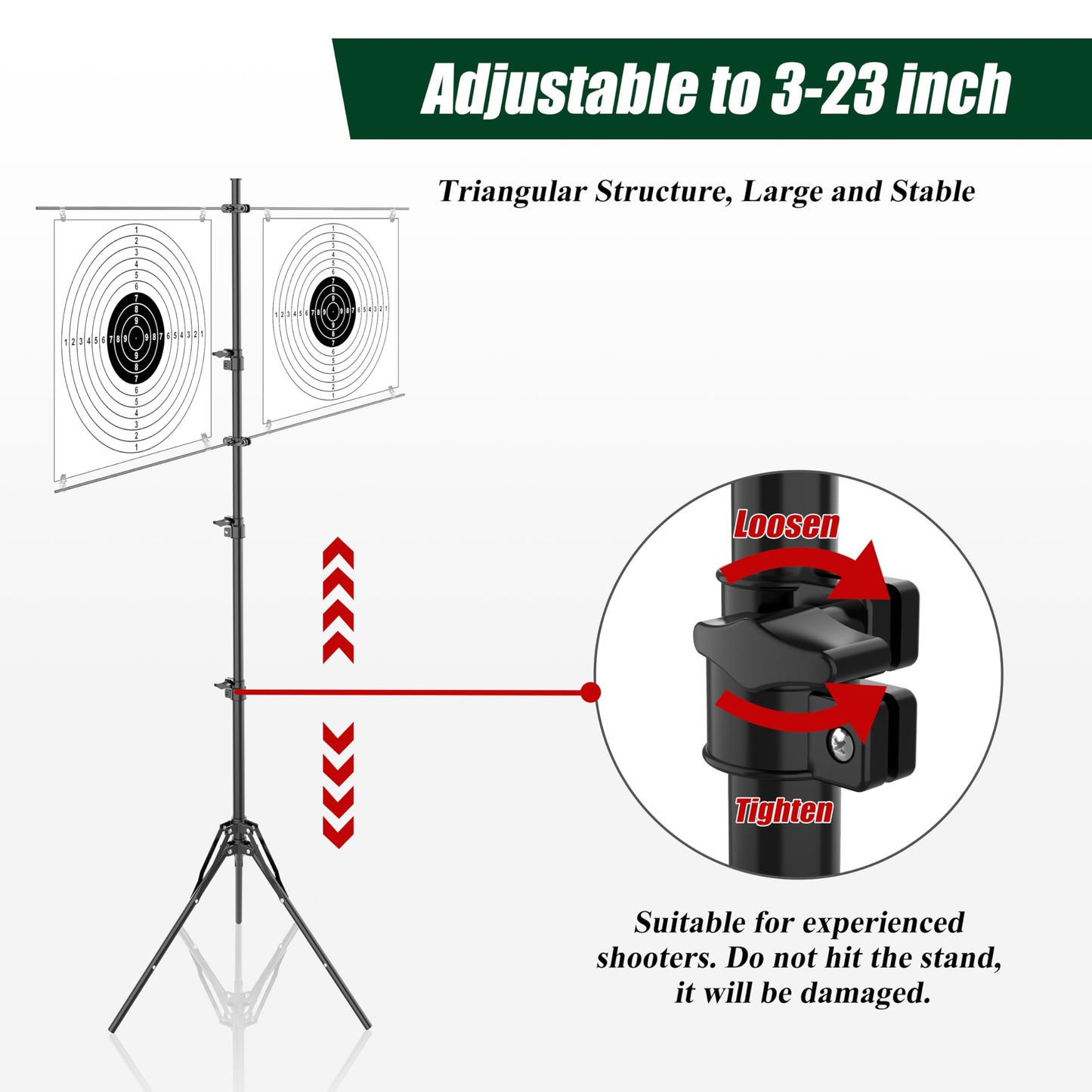 Ideagle Adjustable Target Stand for Shooting Range with 10pcs Paper Targets,Paper Target Stand for BB Gun, Airsoft and Shooting Practice