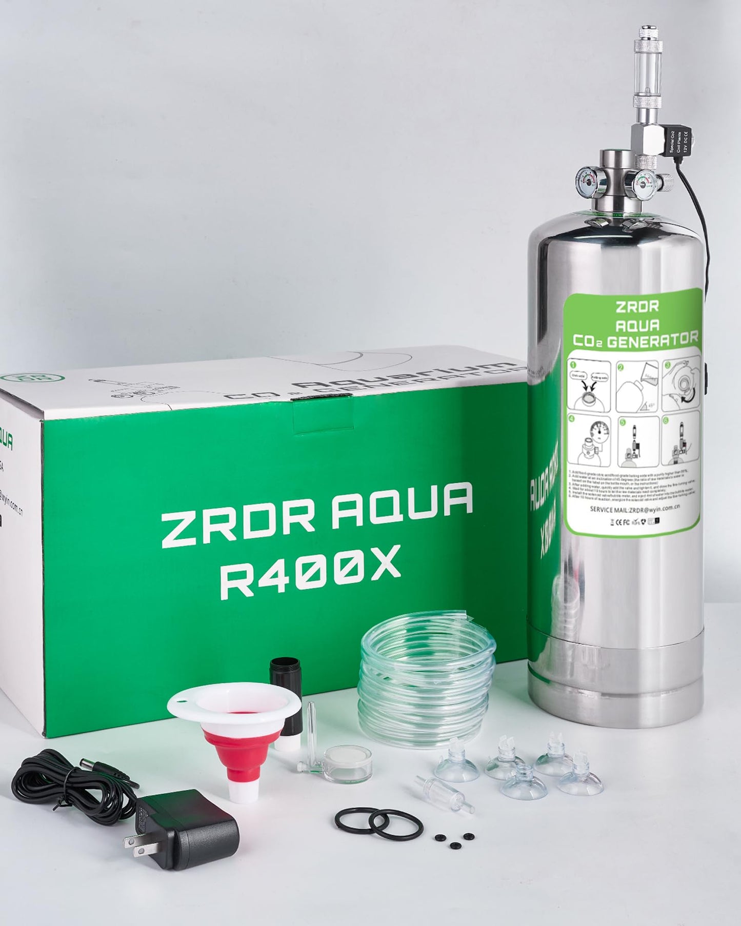 ZRDR 4L Co2 Generator System with Dual Gauge Display Pressure Gauge,DIY Co2 Generator System Kit, Automatic Pressure Relief Valve Bubble Counter for Plants Aquarium, Stable Output