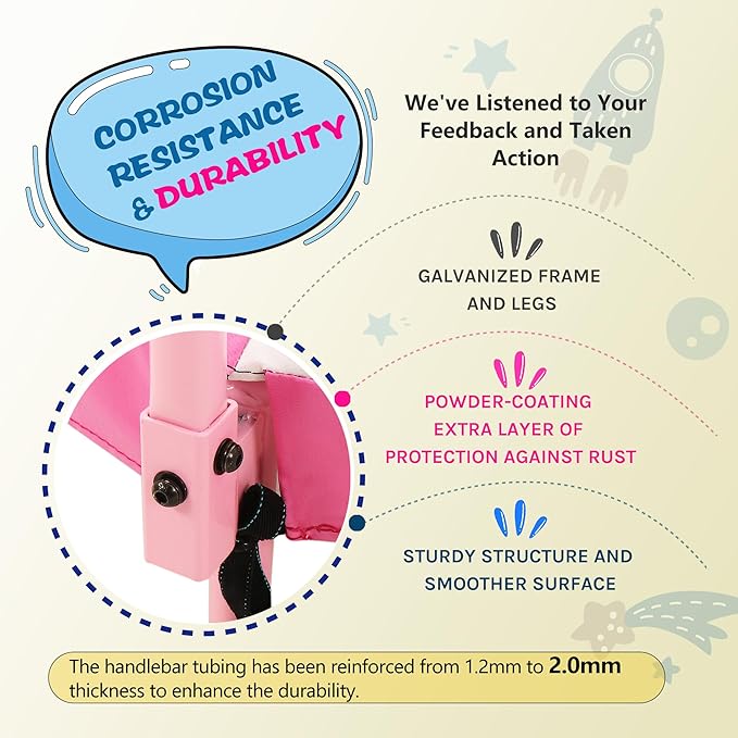 SkyBound 36 Inch Indoor Trampoline for Kids - Kids Trampoline Indoor with Handle - Toddler Trampoline with Upgraded 2.0mm Steel Pipe and Handlebar - Mini Indoor Trampoline for Kids Age 3 and Above