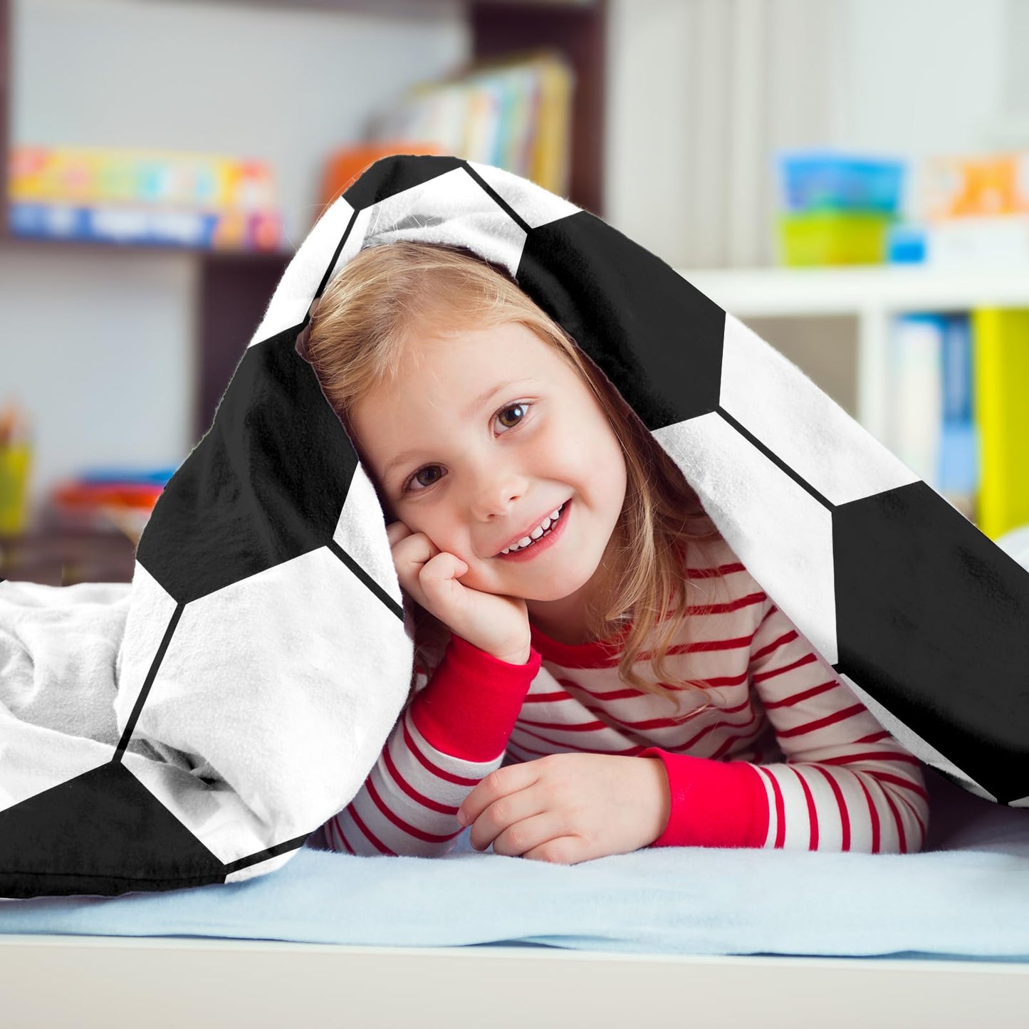 KING DARE Soccer Blanket, Soccer Gifts for Boys Girls 6-8-12, Unique Soccer Stuff Gifts for Soccer Lover, Soft Fleece Soccer Throw Blankets for Kids 50x60 Inch