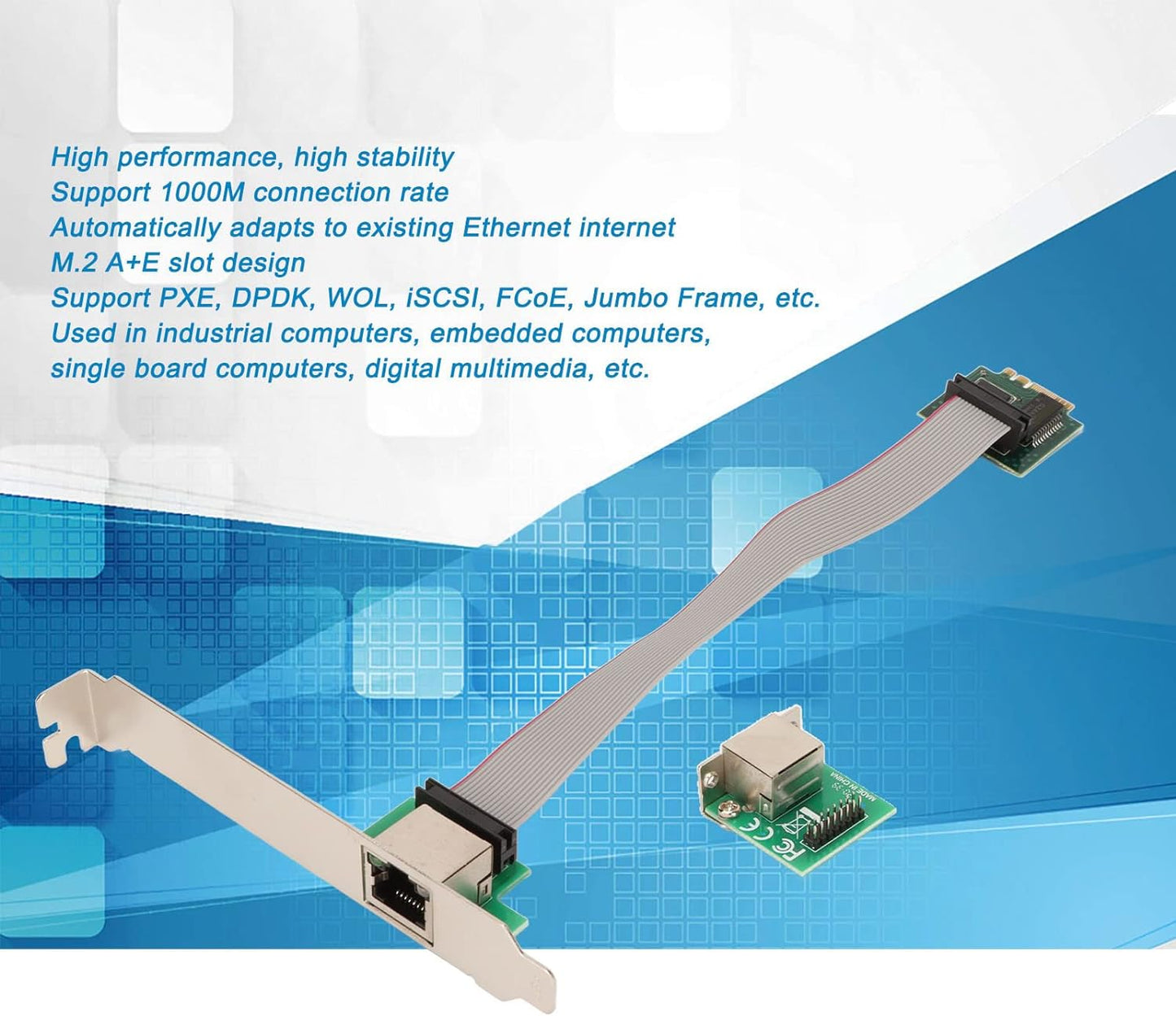 Zopsc M.2 1000M RJ45 Gigabit Ethernet Server Adapter, A E Key Single Port Gigabit Server NIC Adapter Ethernet NIC.