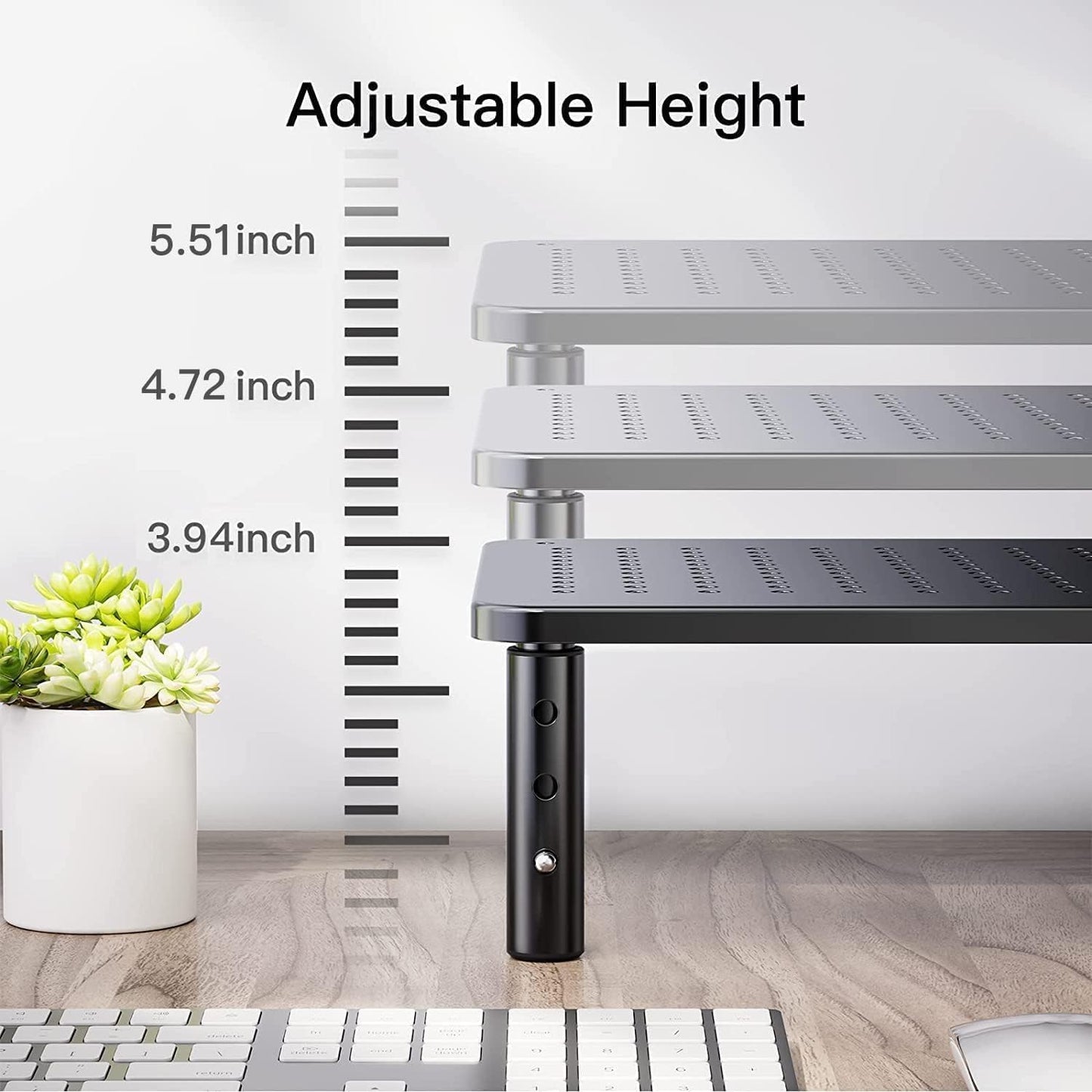 2 2 Pack, HUANUO Monitor Stand for Desk, Computer Monitor Stand Height Adjustable, Monitor Riser for Monitors, Laptop