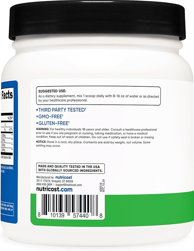 Nutricost BCAA Powder 2:1:1 (Green Apple, 60 Servings)