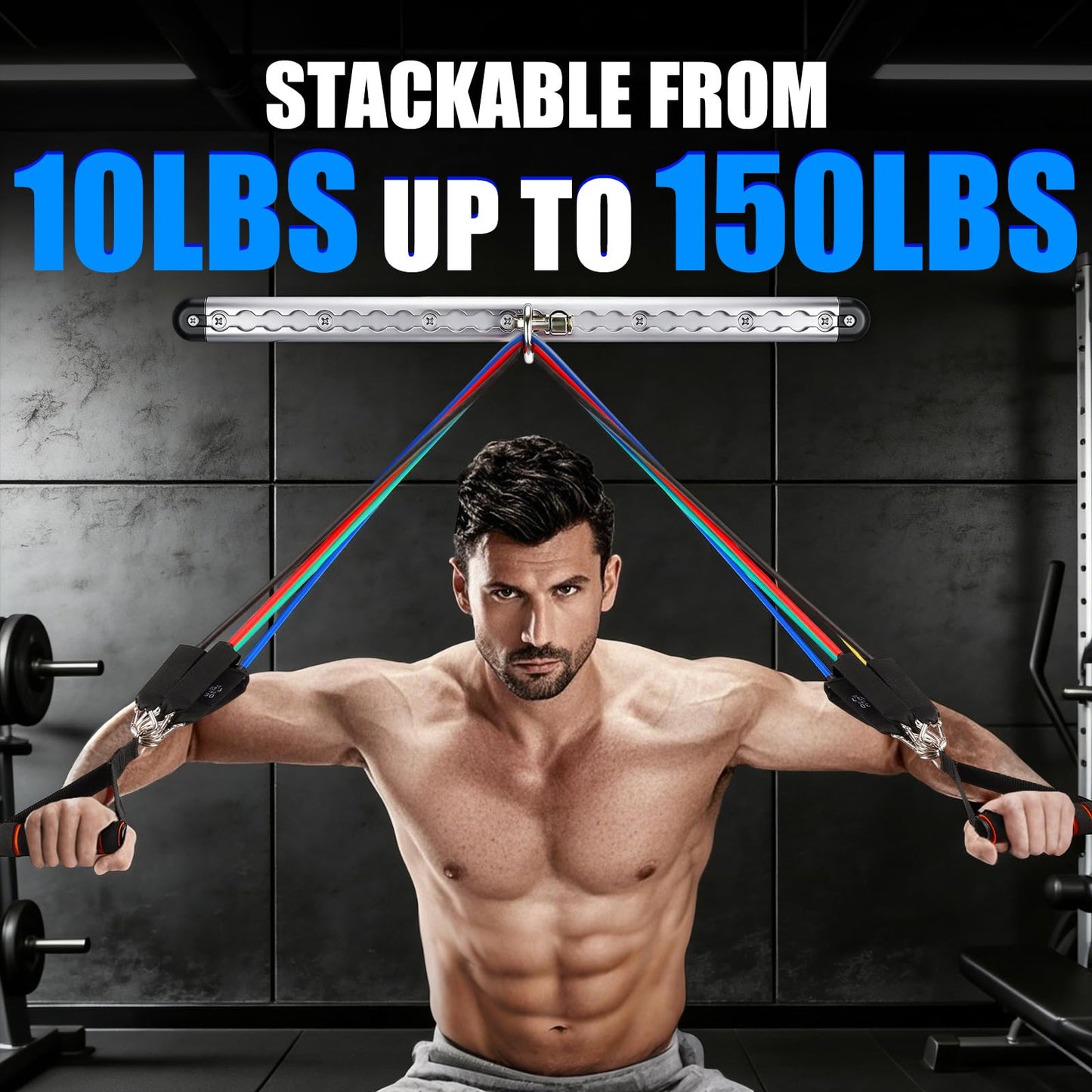 TOBWOLF Resistance Band Wall Mount System, Sturdy Resistance Bands Wall Anchor, Space Saving Home Gym Solution for Strength Training, Wall Mount Workout Anchors Multi-Purpose for Complete Full Body