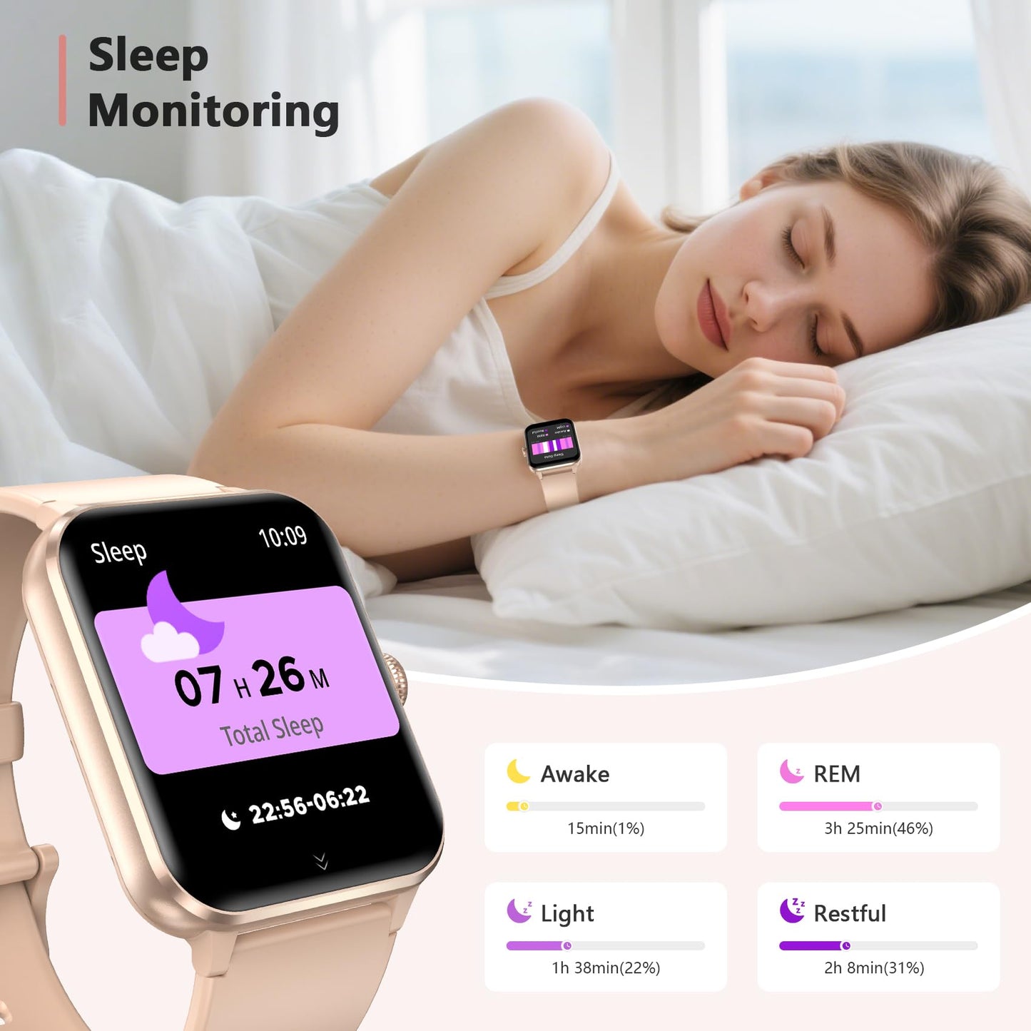 Blackview 2026 Fitness Tracker (Answer/Make Calls), Smart Watch for Men and Women with Heart Rate/SpO2/Sleep Monitor/2 Straps, 100+ Sports Modes, IP68 Waterproof Activity Tracker for Android/iPhone