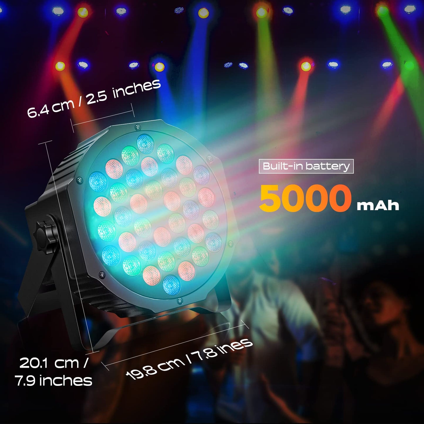 Rechargeable Stage Par Lights U`King RGB 36 LED Uplights Battery Powered with RGB 36W DJ Uplights Sound Activated Remote Control for Wedding DJ Disco Events Halloween Church Live Party- 8 Pack
