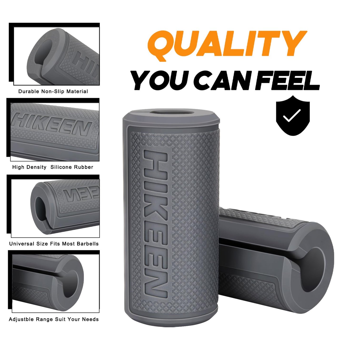 Hikeen Thick Bar Dumbbell Grips,Non Slip Hard Rubber Barbell Grips,Grips for Weight Lifting, Muscle Building-2.25" Outer Diameter