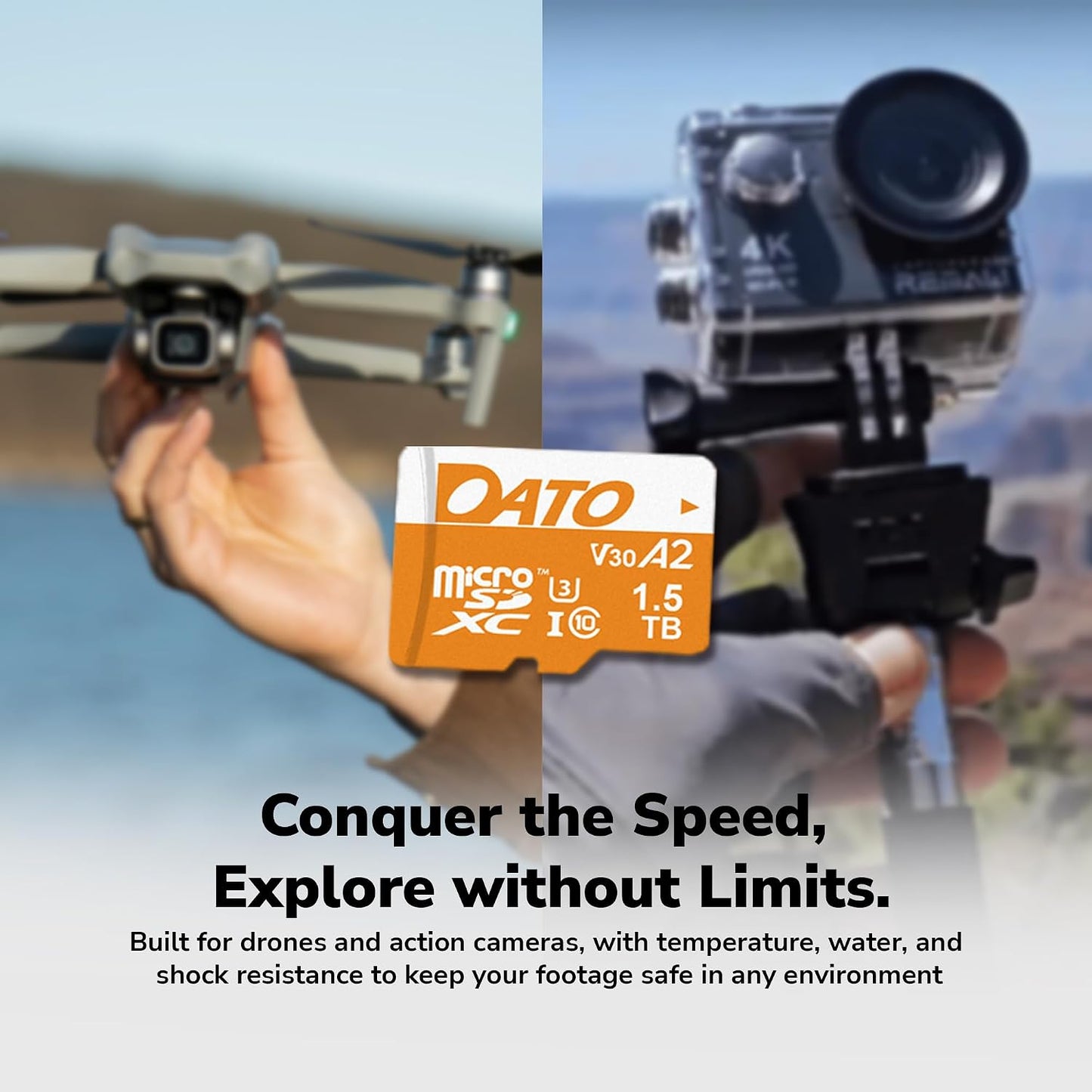 DATO 256GB C10, U3, V30, A2, 4K 160/150 Advance Plus microSDXC Memory Card w/Adapter, UHS-I, UHD, Up to MB/s