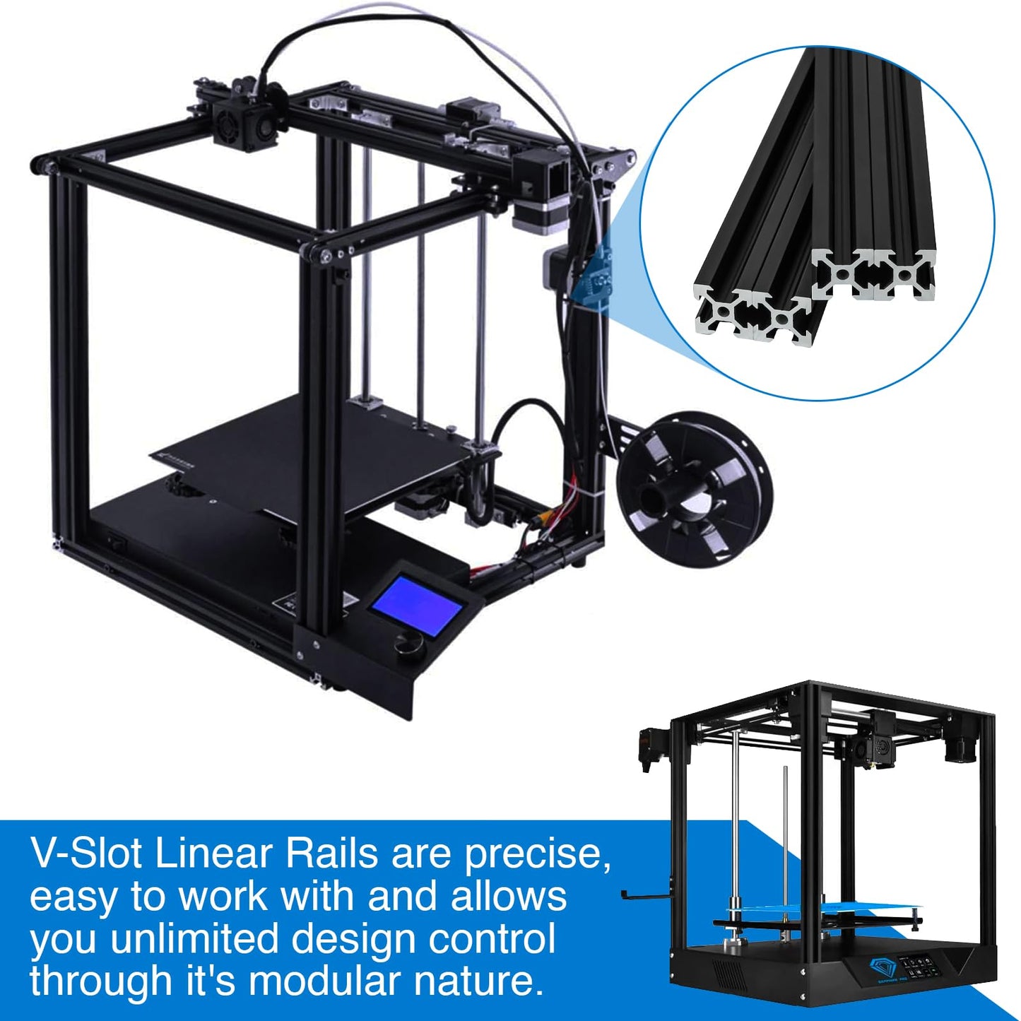 2020 V Aluminum Extrusion, 10PCS 2000mm European Standard Anodized Extruded Aluminum Profile Extrusion Linear Rail for 3D Printer and CNC Machine DIY Projects- Black