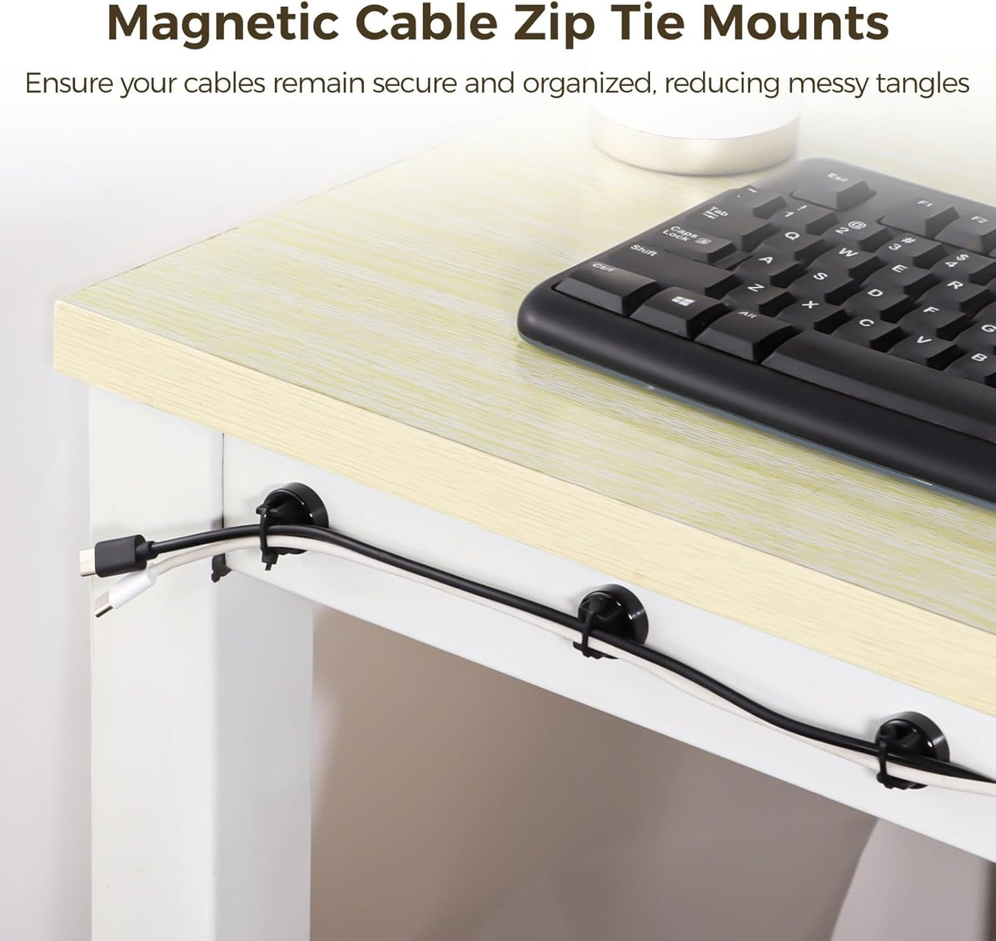 20mm, 15 Pack 50 Magnetic Zip Tie Mounts Cable Tie Mount Bases with Zip Ties, Heavy Duty Cable Clips for Wire