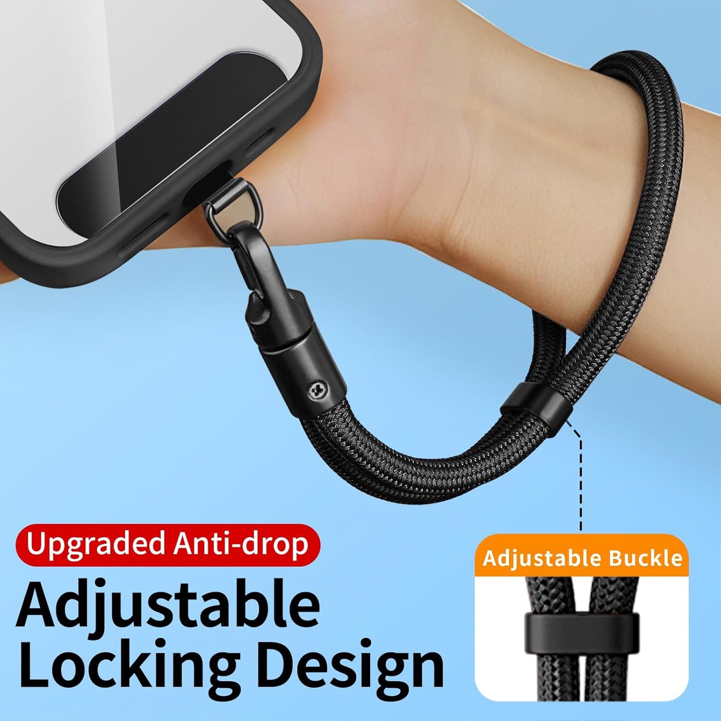 0.4mm 360 saxsion Lanyard for Phone, Self-Locking Phone Wrist Strap with Ultra-Thin Clip & Hook, Anti-Drop Strap