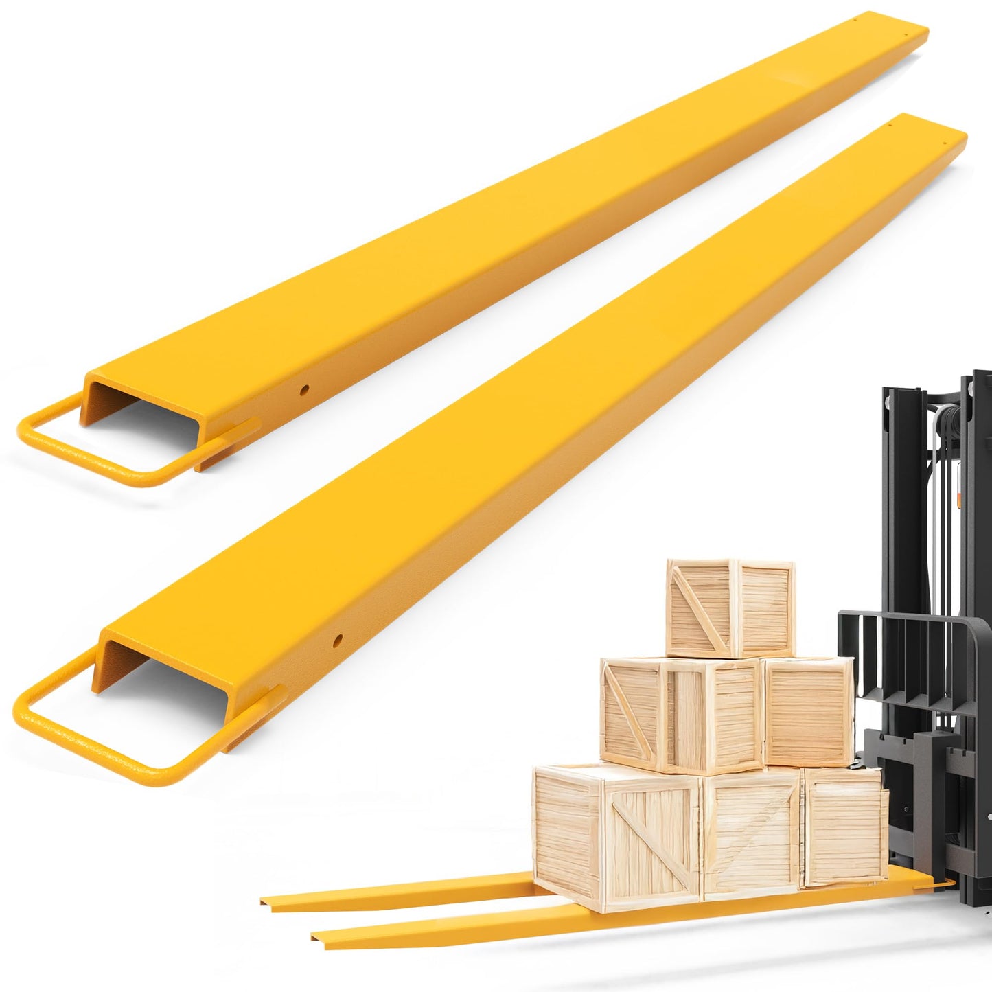 YINTATECH Pallet Forks Extensions, 84inch Length Forklift Extensions 4.5inch Width, Heavy Duty Fork Extensions for Forklifts, 1 Pair, Yellow