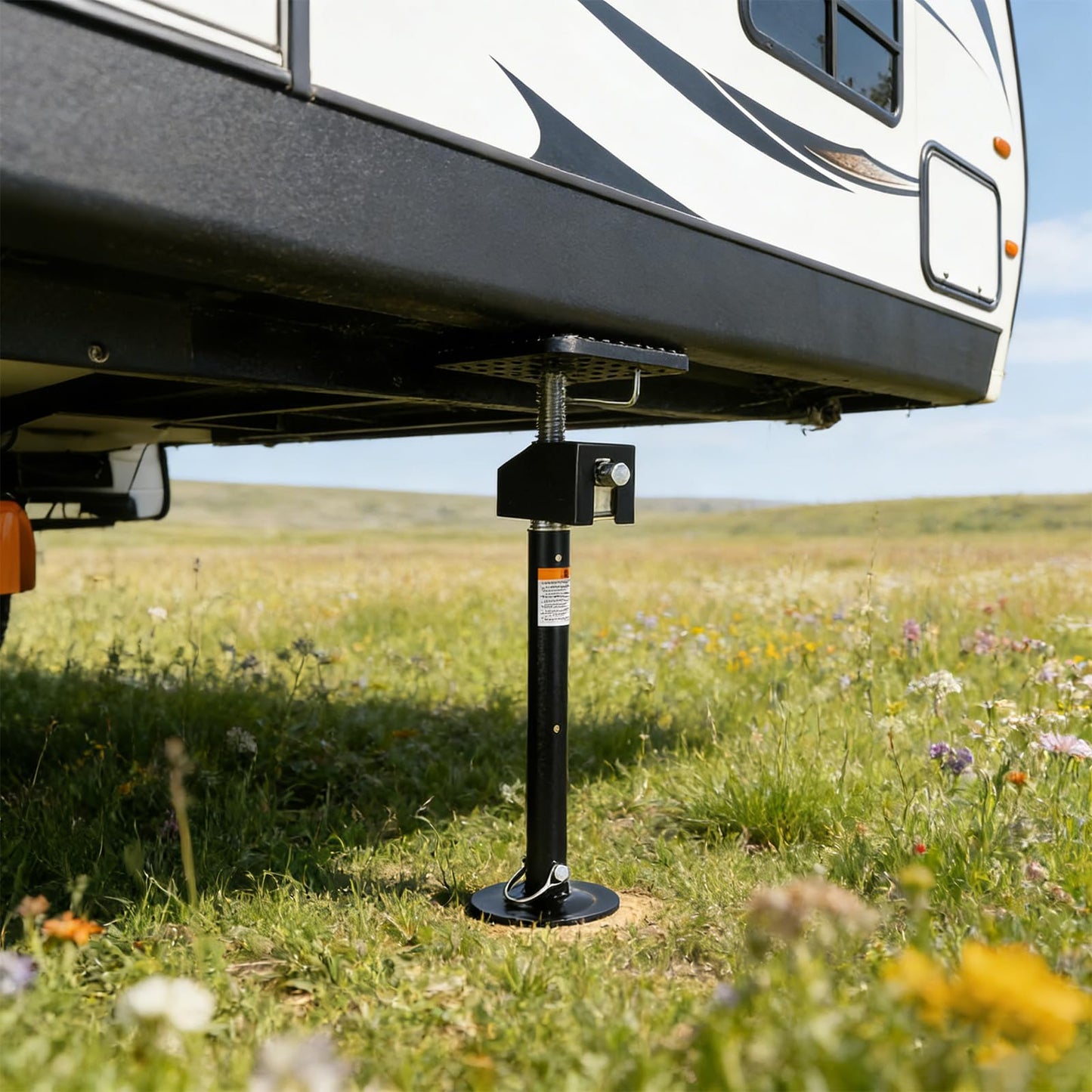 Garvee 4 Pack RV Slide Out Supports Jack with a Flat Top Support Block, RV Stabilizer Jacks Supports Up to 20,000lbs, 21"-49" Quick-Lift Adjustable - Drill & Hand Crank Compatible for Campers & RVs