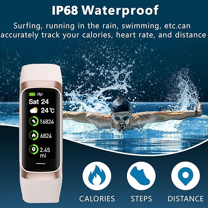 Fitness Tracker with 24/7 Heart Rate Blood Oxygen Sleep Monitor,Activity Tracker with 1.1" AMOLED Touch Color Screen, Multiple Sport Modes Step Counter,IP68 Waterproof for Women Men