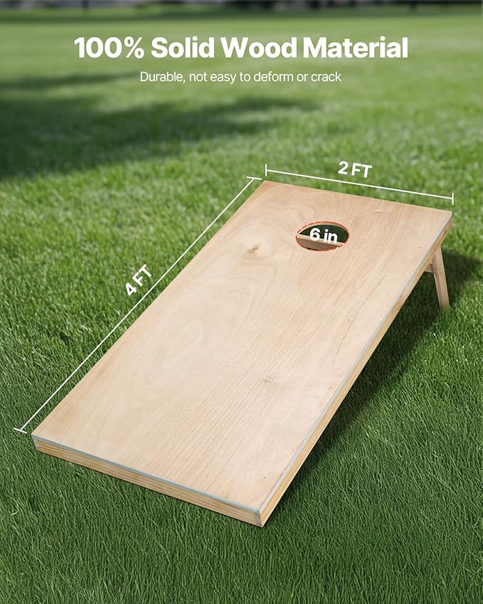 VEOVR Cornhole Set, Corn Hole Game Boards, Wood Portable Toss Board, Indoor and Outdoor Cornhole Play for Adults for Yard, Backyard, Beach, Camping
