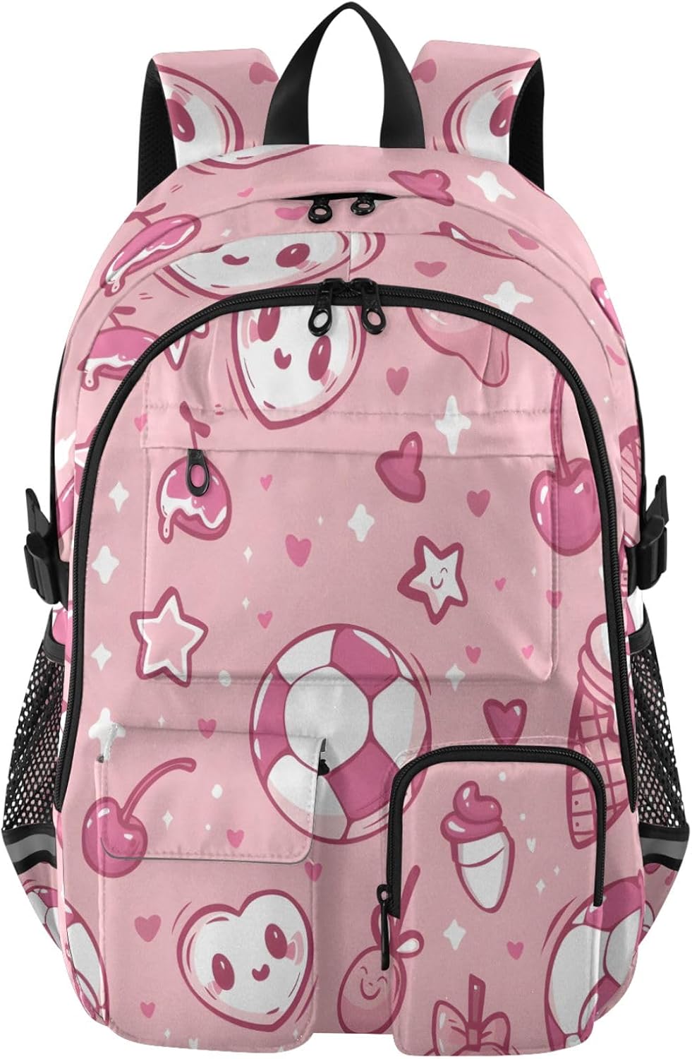 Bolaz Backpack 14 Inch Football Ice Cream Cherry Star Heart Pattern Travel Laptop Computer Bag Sturdy School Bag