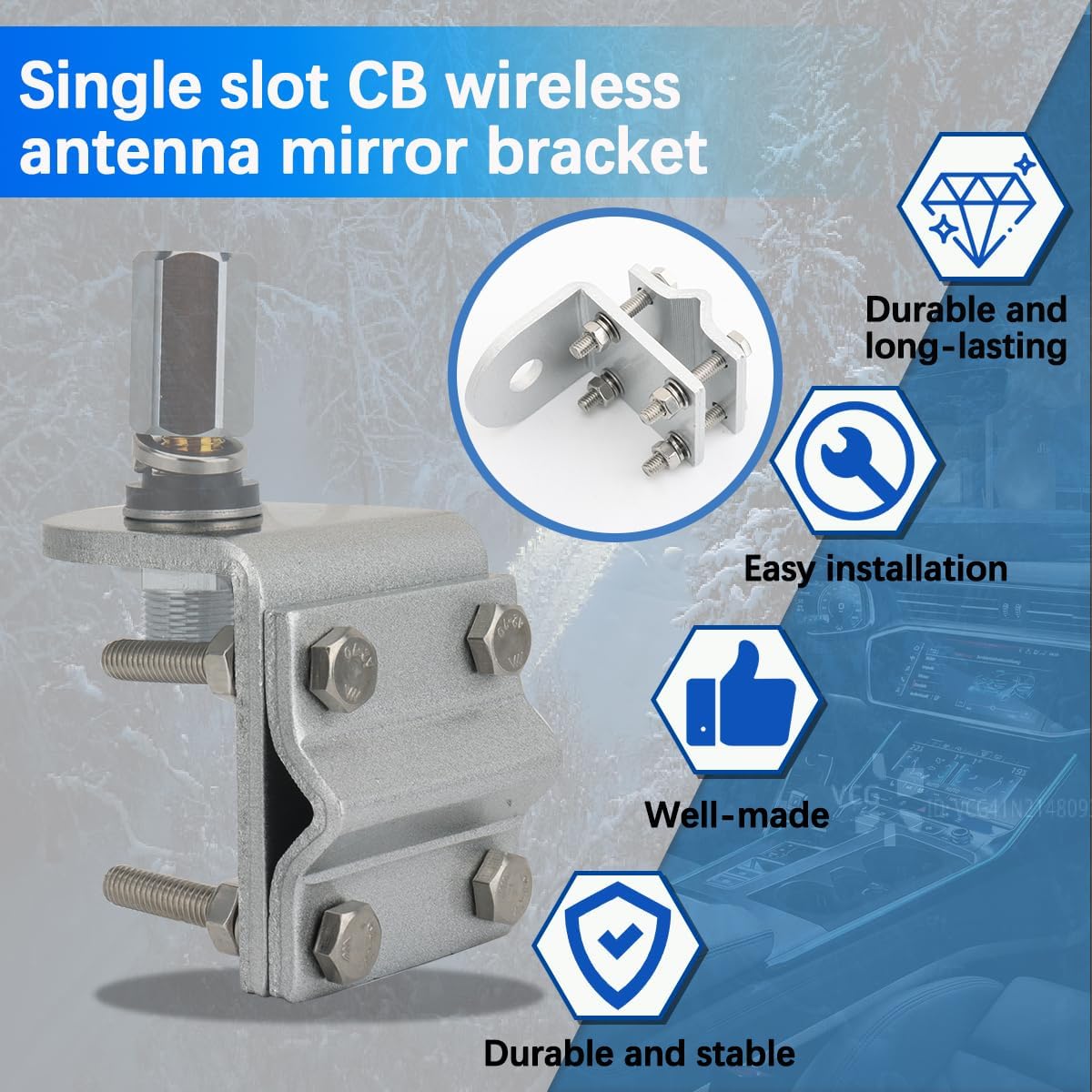 Arridioter SO239 PL-259 3/8-24 CB Radio Antenna Mounting Bracket CB Mounting Bracket Heavy Duty Stud Mount Adaptor