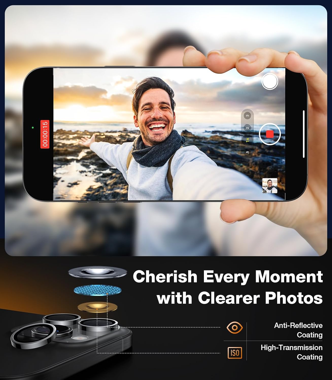 16 Max/16 TORRAS iPhone Pro Pro Camera Lens Protector, Desert Titanium