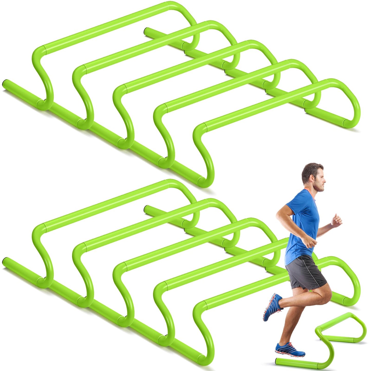 Wettarn 10 Pcs Speed Agility Training Hurdles Detachable Durable Hurdle Agility Plyometric and All Purpose Speed Training Equipment for Athletes Soccer Basketball(6 Inch,Green)