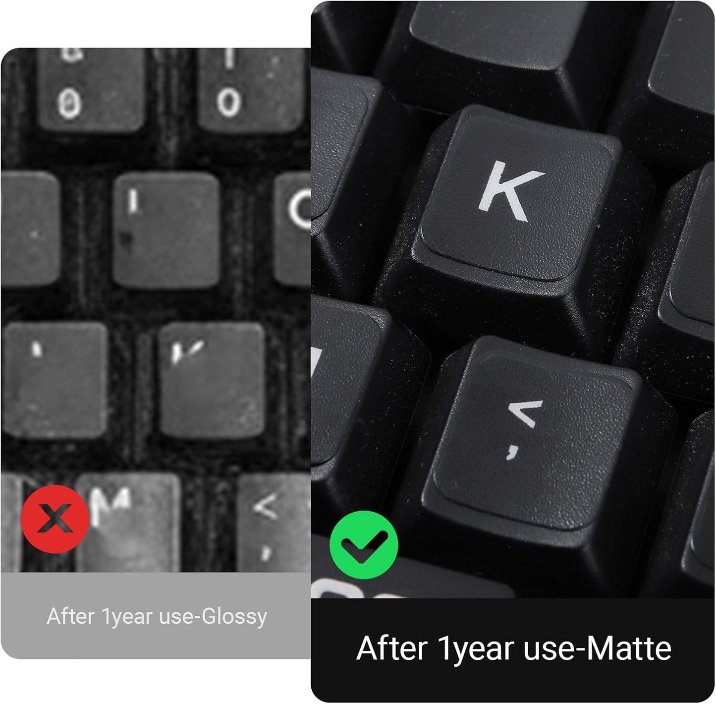 Xinjoduz 4 PCS Universal English Keyboard Letter Stickers, Black Background with White Lettering, Keyboard Stickers
