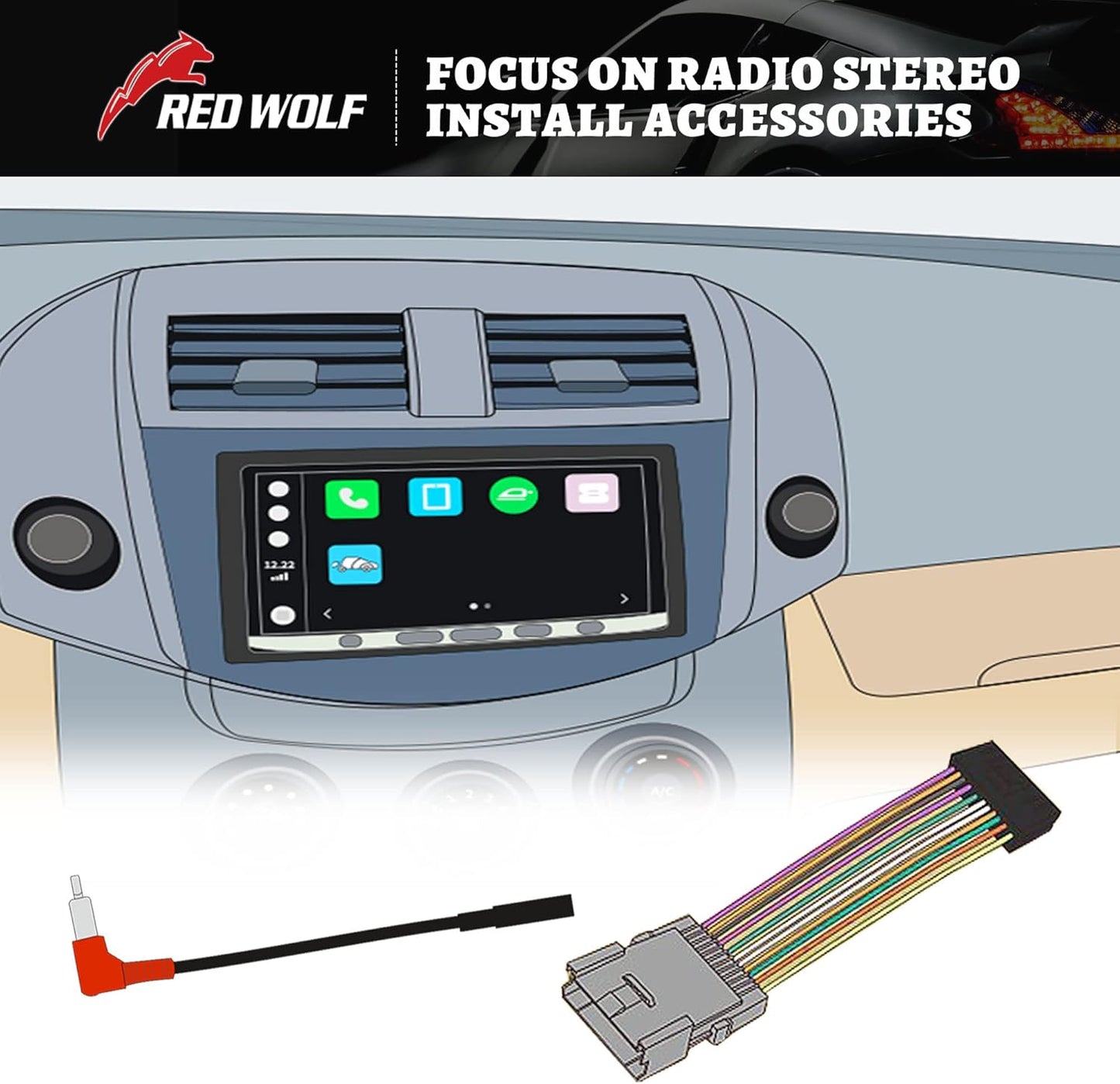 2006-2009 2006-2007 RED WOLF Car Stereo Wiring Harness Male Connector Adapter Replacement for Saturn Ion Vue Install