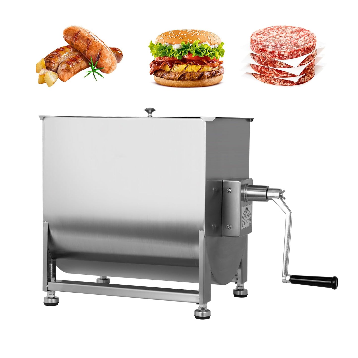 Hakka Manual Meat Mixer 60lb/30L, Fixed Tank 40L Stainless Steel Updated Commerial Food Mixer for Meat and Seasonings, Sausage, Burger, Patty