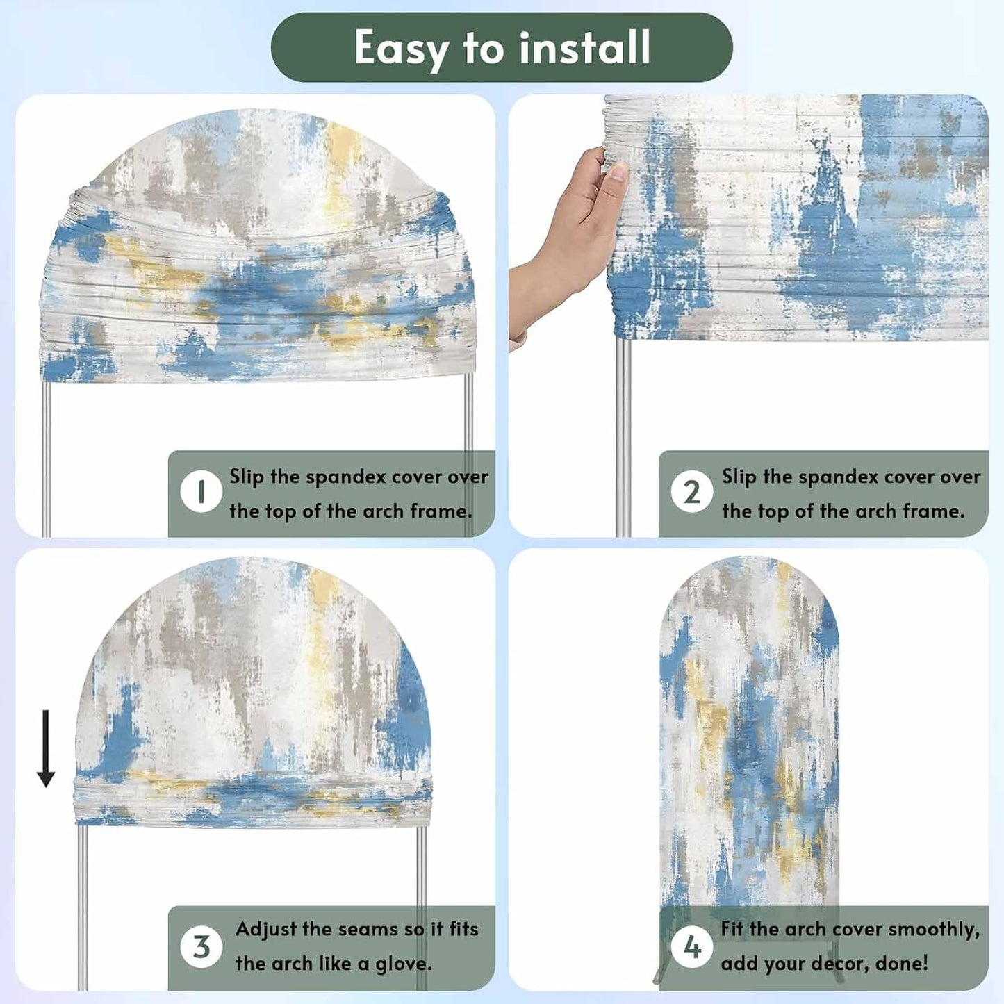 Jnbasdffb 7.2 Blue Gray Ombre Wedding Arch Cover, Stretchy Spandex Arch Backdrop Stand Covers FT, Vintage Abstract Art