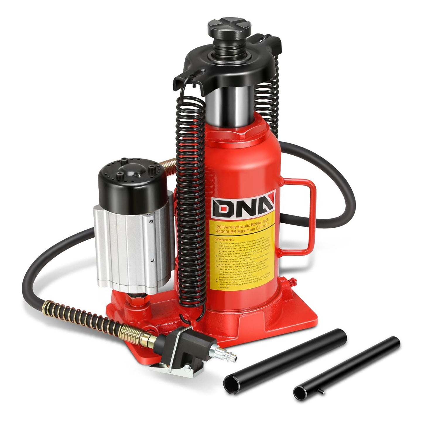 DNA Motoring 20 Ton Air Hydraulic Bottle Jack Air-Operated Hydraulic Bottle Jack Portable Low Profile Manual Jack Air Jack for Car Pickup Truck RV Auto Repair w/Handle, TOOLS-00769