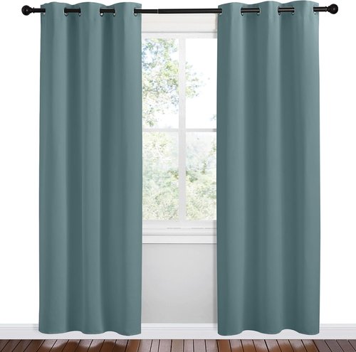 NICETOWN Modern Blackout Curtains - Noise Reducing Thermal Insulated Drapes, Greyish Blue, 2 Panels, W42 x L78-Inch