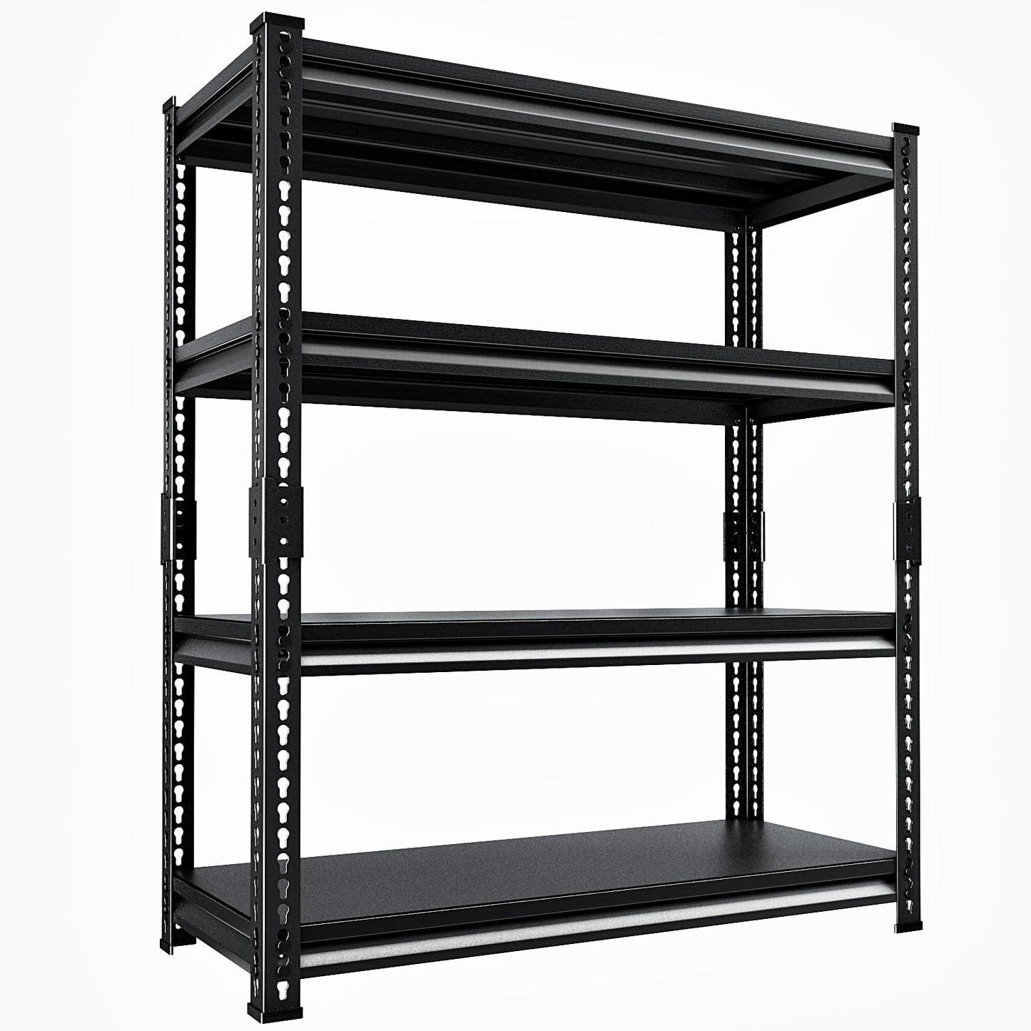 SUPPNEED Metal Storage Garage Shelving: 48'' Wide 2,000Lbs Freestanding Utility Shelves, Adjustable Heavy Duty Rack Units 4 Tier Black 48" W x 16" D x 66" H