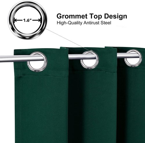 ChrisDowa Small Window Curtains - Grommet Thermal Insulated Room Darkening Panels (Forest Green, 34 x 36 Inch)