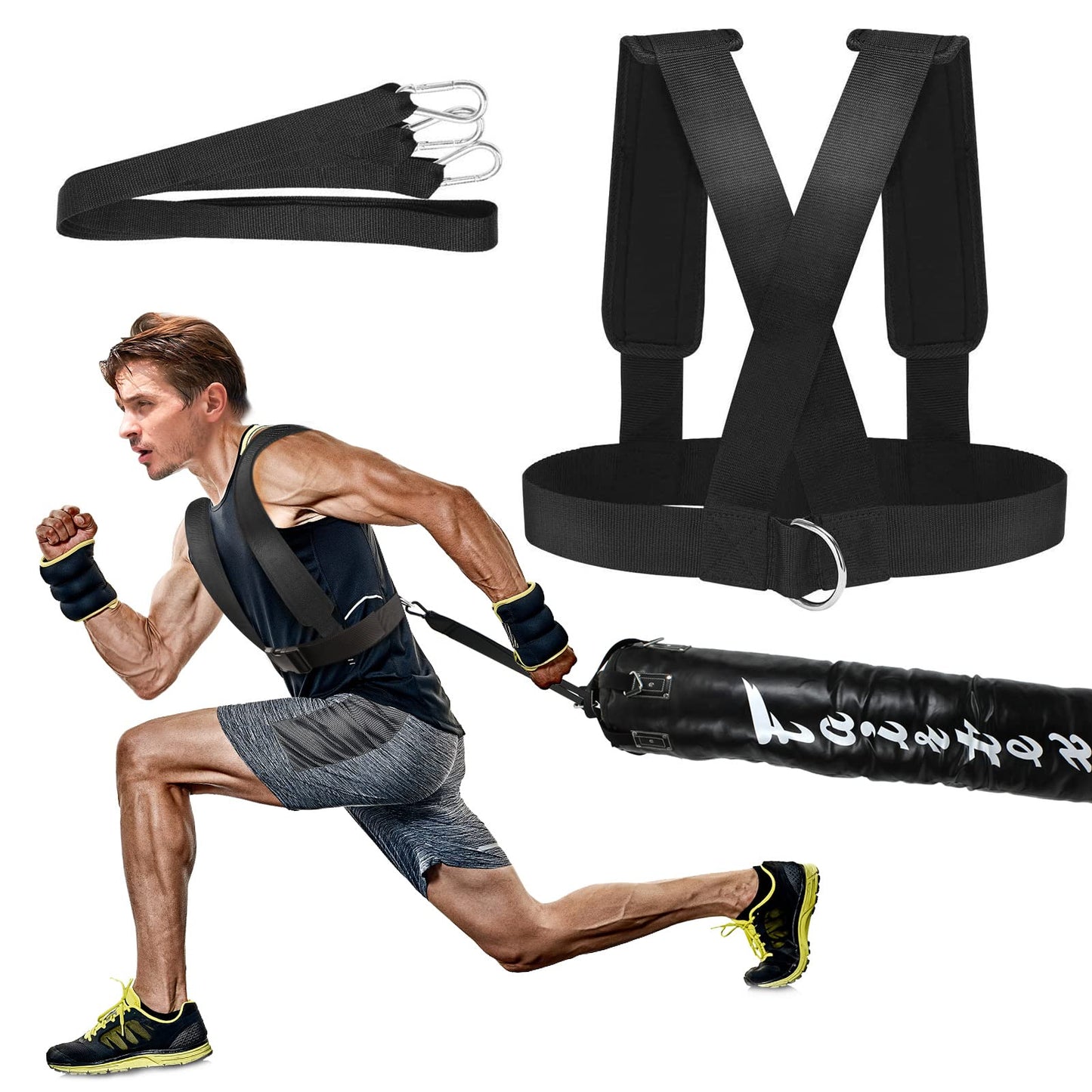 YNXing Sled Harness Workout Resistance and Assistance Trainer Physical Training Resistance Rope Kit Improving Stamina and Strength (6.6FT)