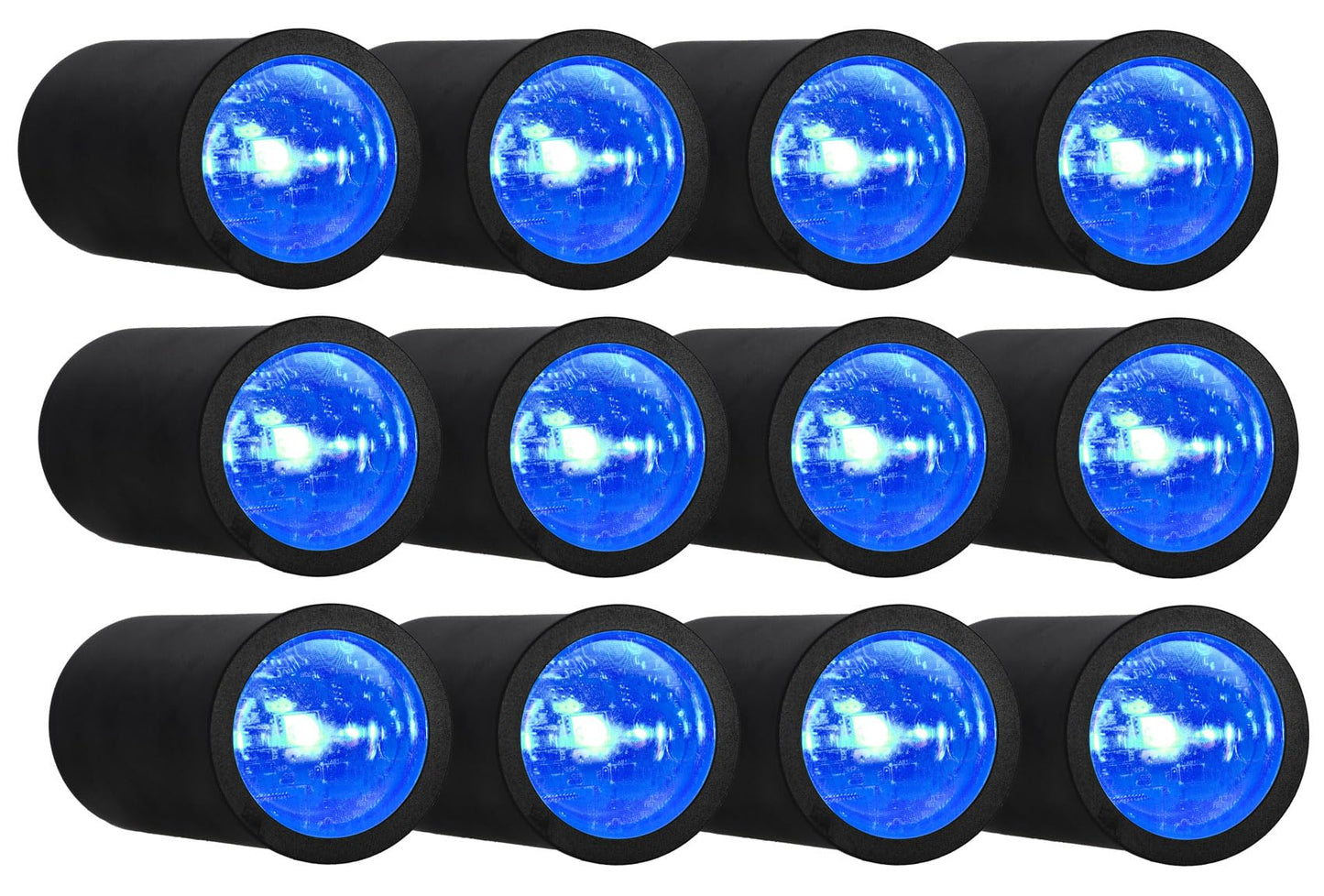 Rockville 12 Pack MINI Halo Black DJ Wash Effect Lights + Wireless Charging Case, Wireless DMX, 4 Group RF Remotes
