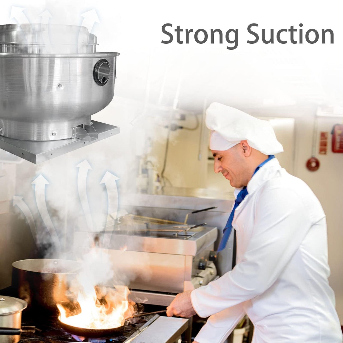 FICBXRA Restaurant Hood Grease Rated Exhaust Fan- Food Truck High Speed Direct Drive Centrifugal Upblast Exhaust Fan 0.25HP 110 Volt Single Phase Motor 1500-1700 CFM