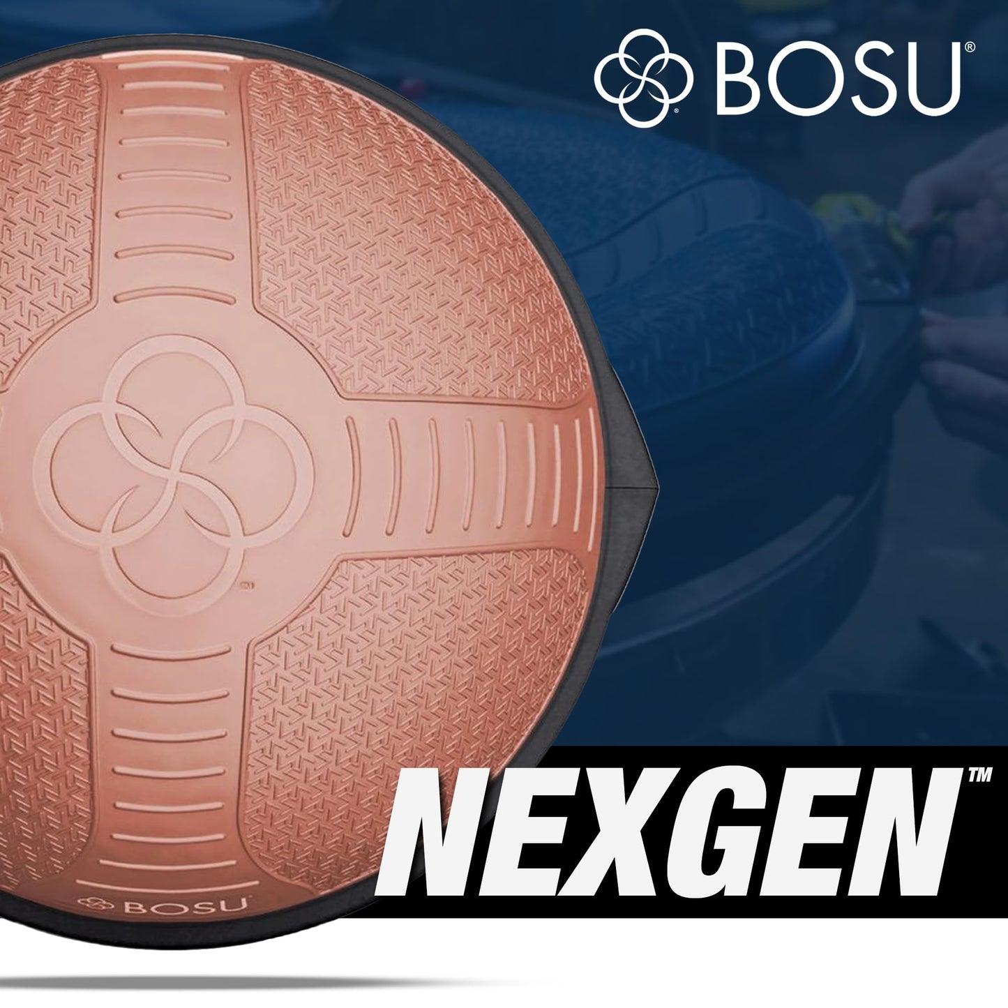 Bosu NEXGEN Balance Strength Trainer, Multi-Functional 26" Exercise Ball, Home Gym Equipment for Full Body Workouts, Rose Gold with Gray Rim