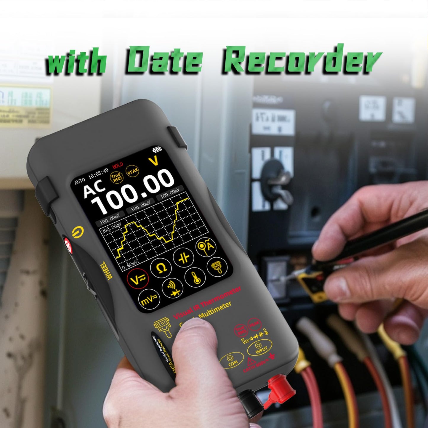 BSIDE Thermal Camera Multimeter Date Recorder with Macro Lens, 320x320 IR Resolution with 15 Thermal Palettes, 20000 Counts with 3.98" Touch LCD, Measures Cap Amp Temp Diode for PCB Circuit Break DIY