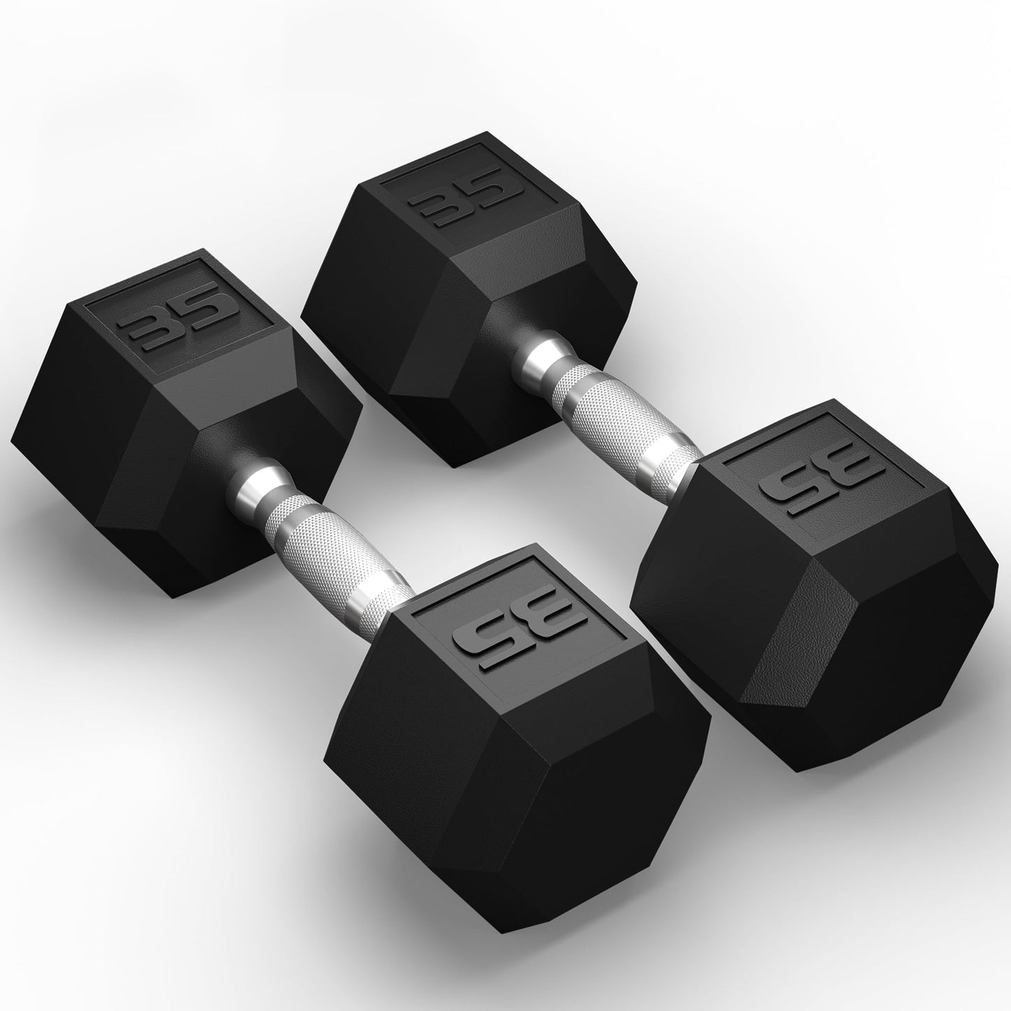 GRETERST Dumbbells Set Rubber Coated Hex Hand Weights Exercise & Fitness for Home Gym Workouts Strength Training Equipment, Black, 35LB