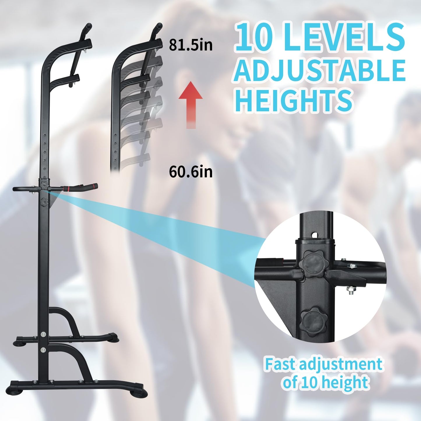 LSKSSNG Power Tower Dip Station Pull Up Bar Exercise Tower, Adjustable Height Dip Bar Power Tower for Multi-Function Full Body Strength Training Fitness Equipment, Pull Up Stand for Home Office Gym