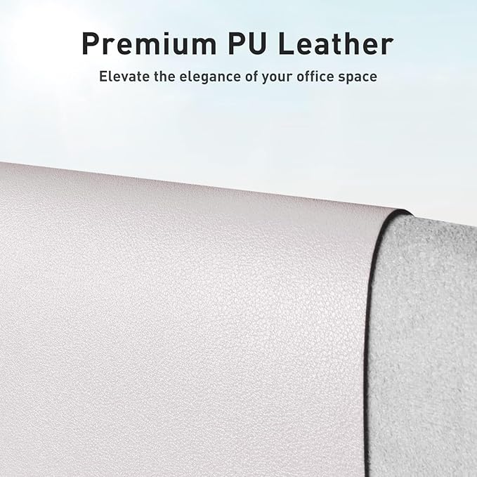 Aothia Large PU Leather Desk Pad Protector – Non-Slip Mouse Pad & Writing Mat for Office/Home, Waterproof, Easy to Clean (36" x 17", Pale Lavender White)