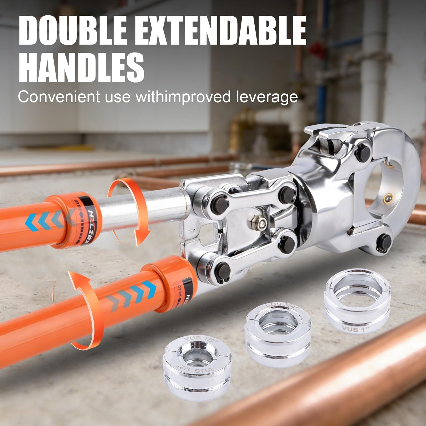 HZLZRZ Copper Pipe and F877 Stainless PEX Crimper Tool, 6-Die Pro Press Kit for 1/2" 3/4" 1" with Pipe Cutter, Dual-Use Handheld Crimping Tool for Plumbing (MCT-1632A)