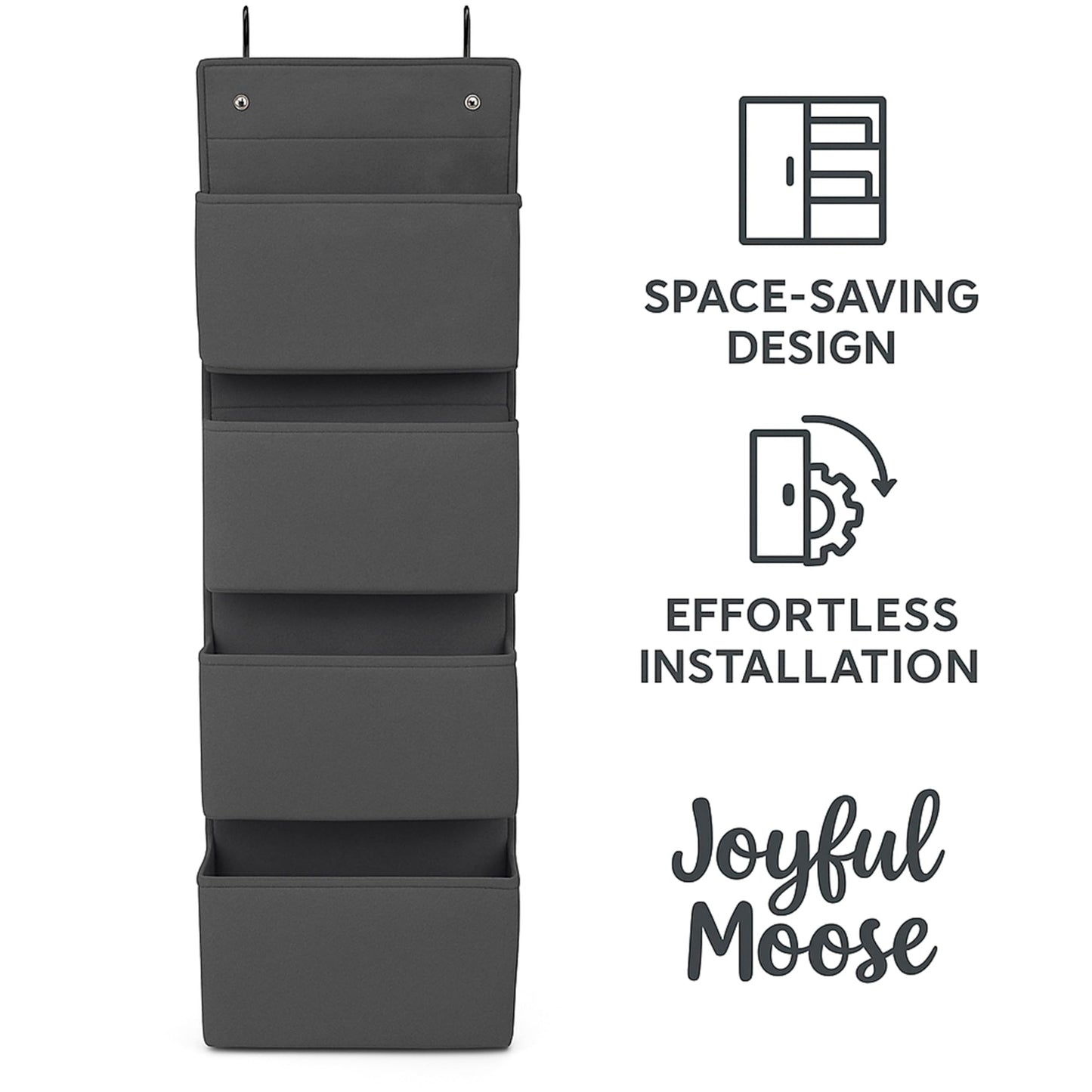 Joyful Moose Over the Door Hanging Organizer Closet Storage Bins Grey
