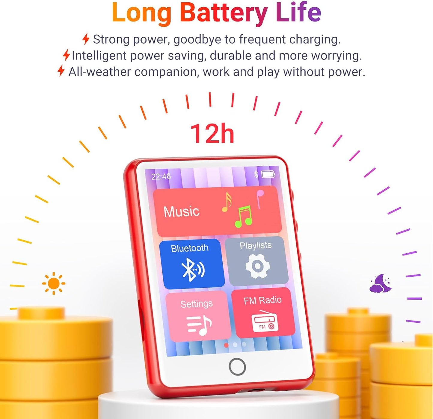 MECHEN 128GB MP3 5.3 2.4" 512GB Player Bluetooth with Full Touch Screen Portable Digital Music Player with HD SpeakerFM